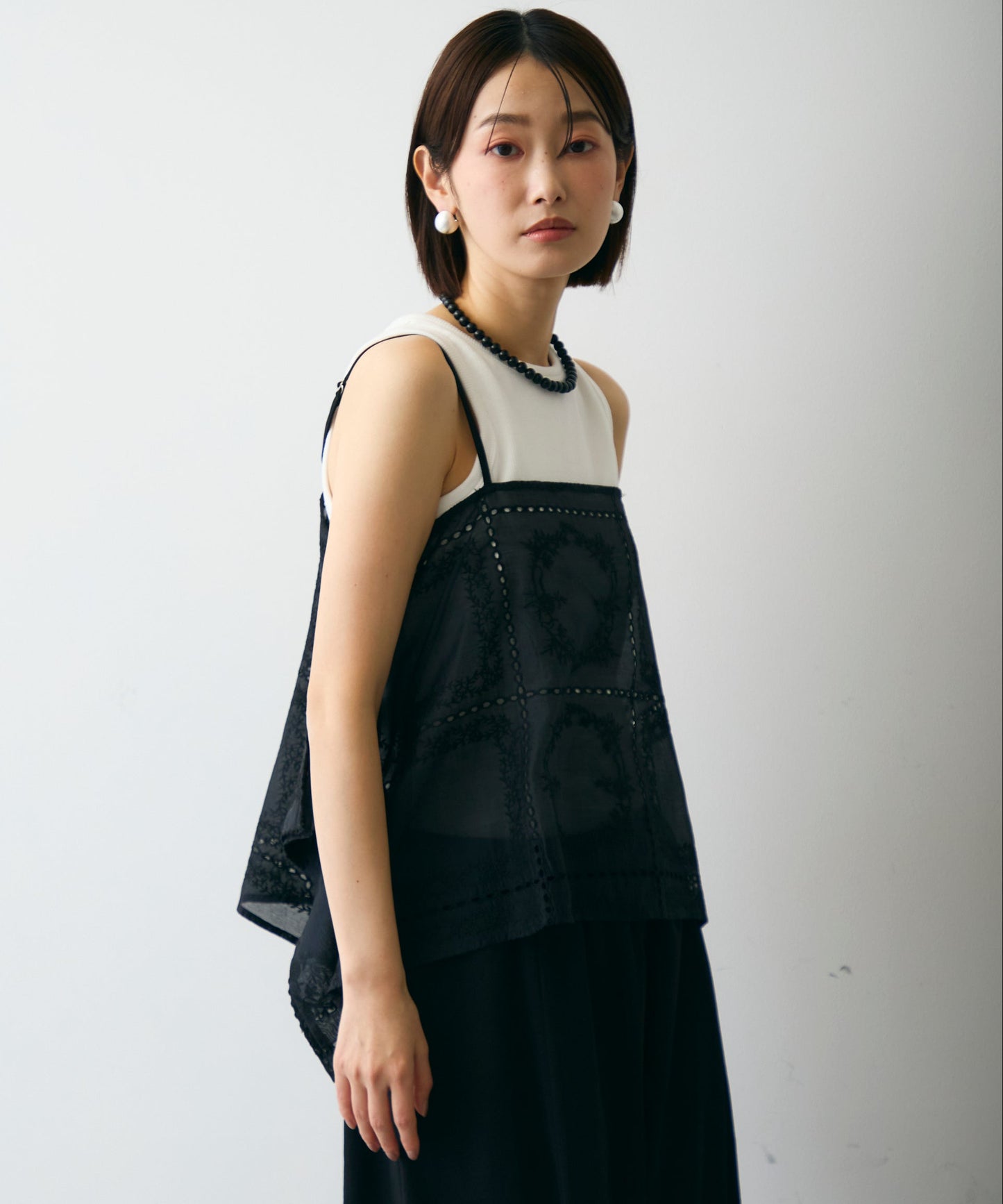 パッチワーク刺繍ランダムヘムキャミ