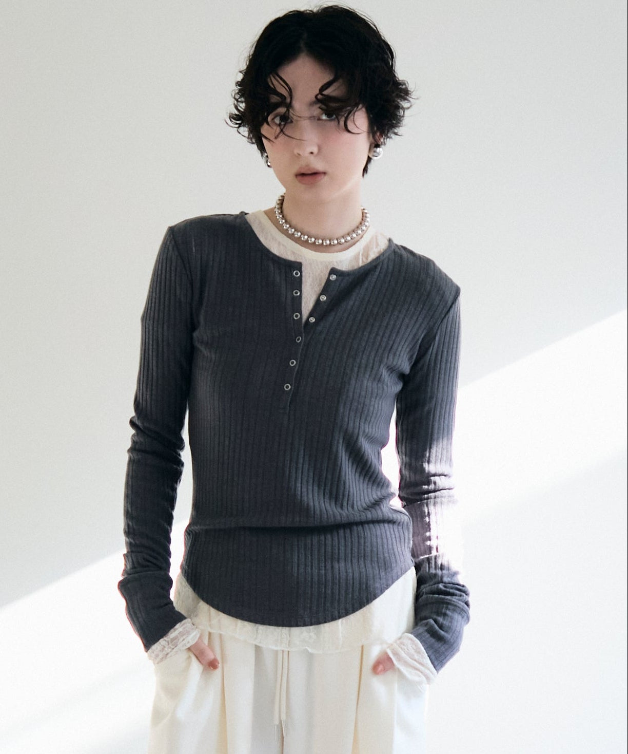 ランダムテレコヘンリーネックプルオーバー