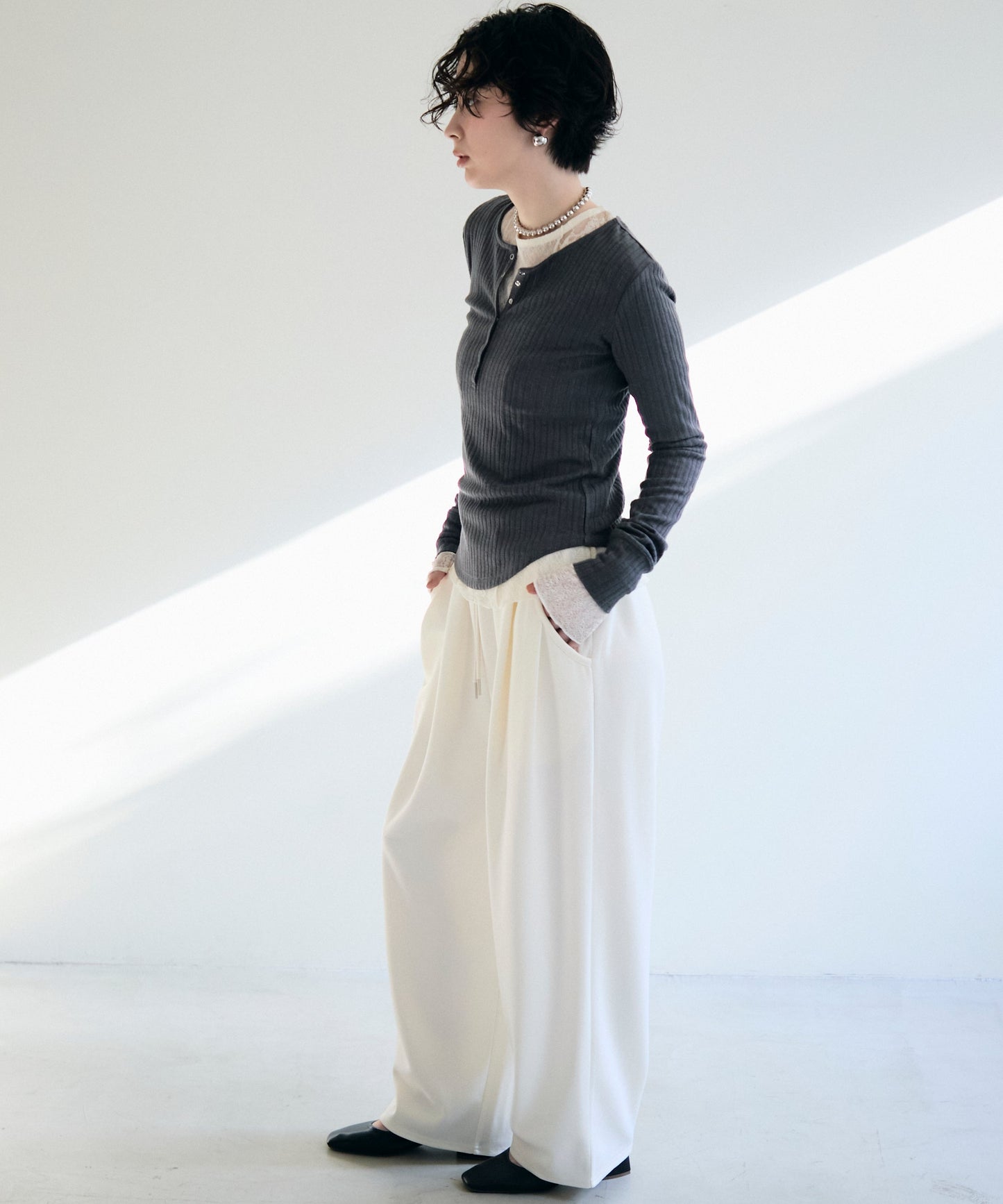 ランダムテレコヘンリーネックプルオーバー