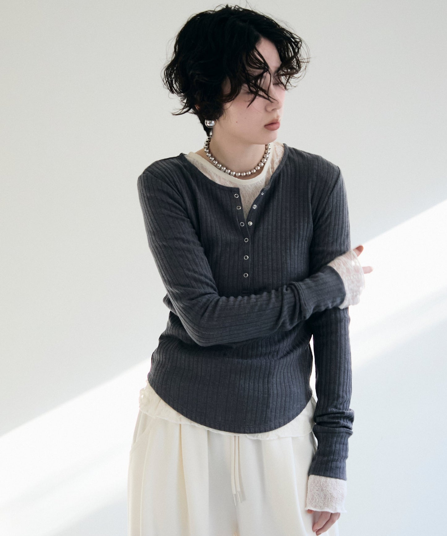 ランダムテレコヘンリーネックプルオーバー