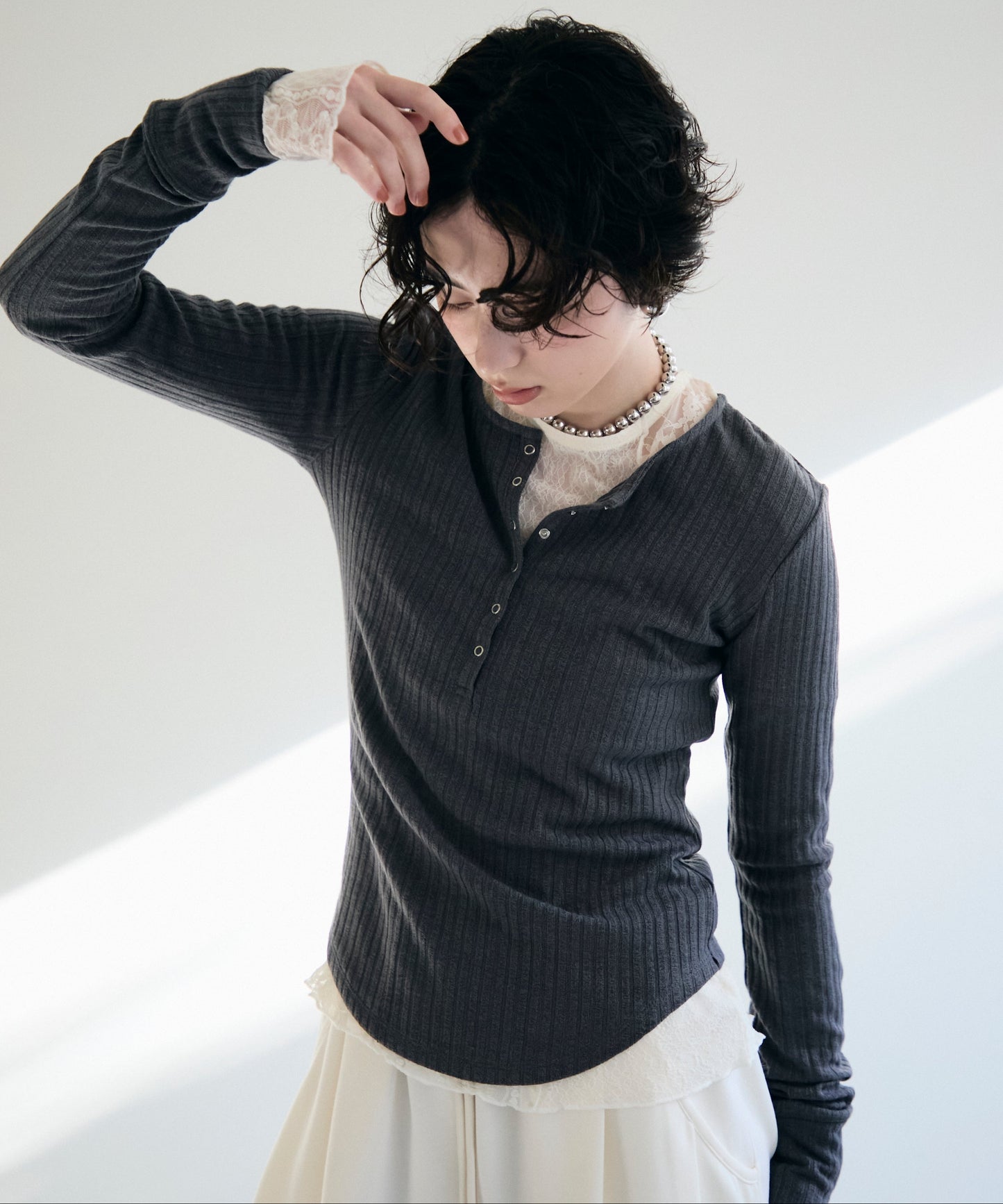 ランダムテレコヘンリーネックプルオーバー