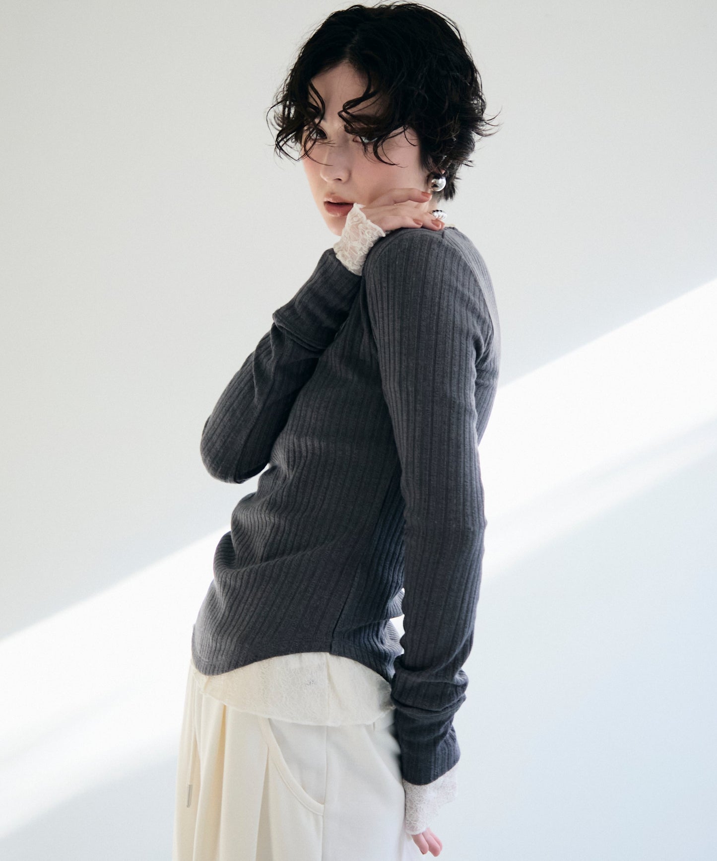 ランダムテレコヘンリーネックプルオーバー