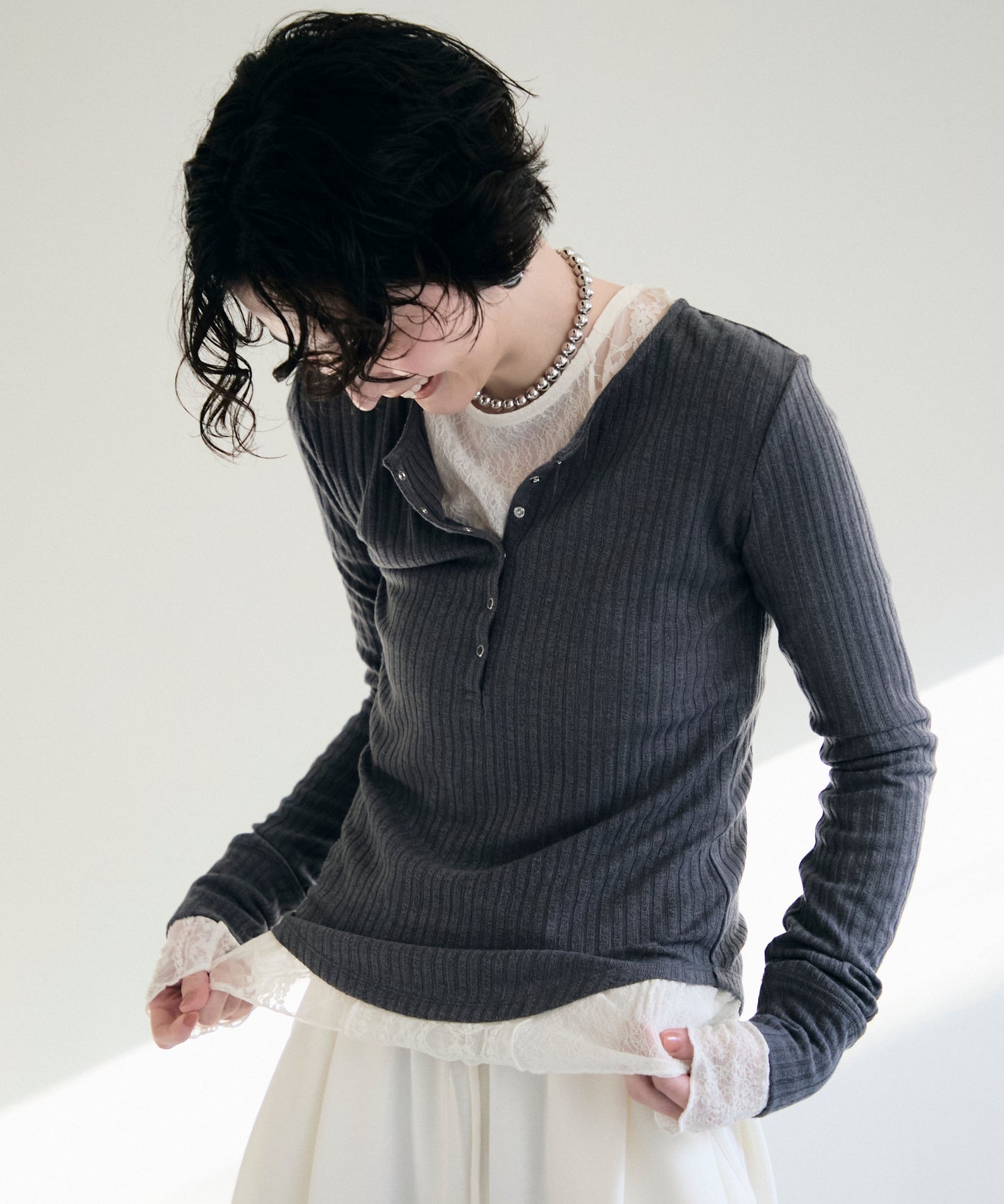 ランダムテレコヘンリーネックプルオーバー