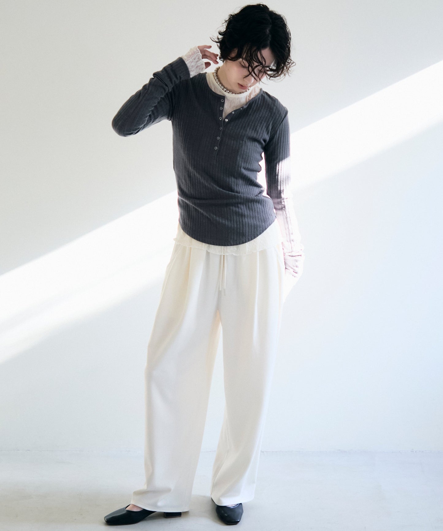 ランダムテレコヘンリーネックプルオーバー