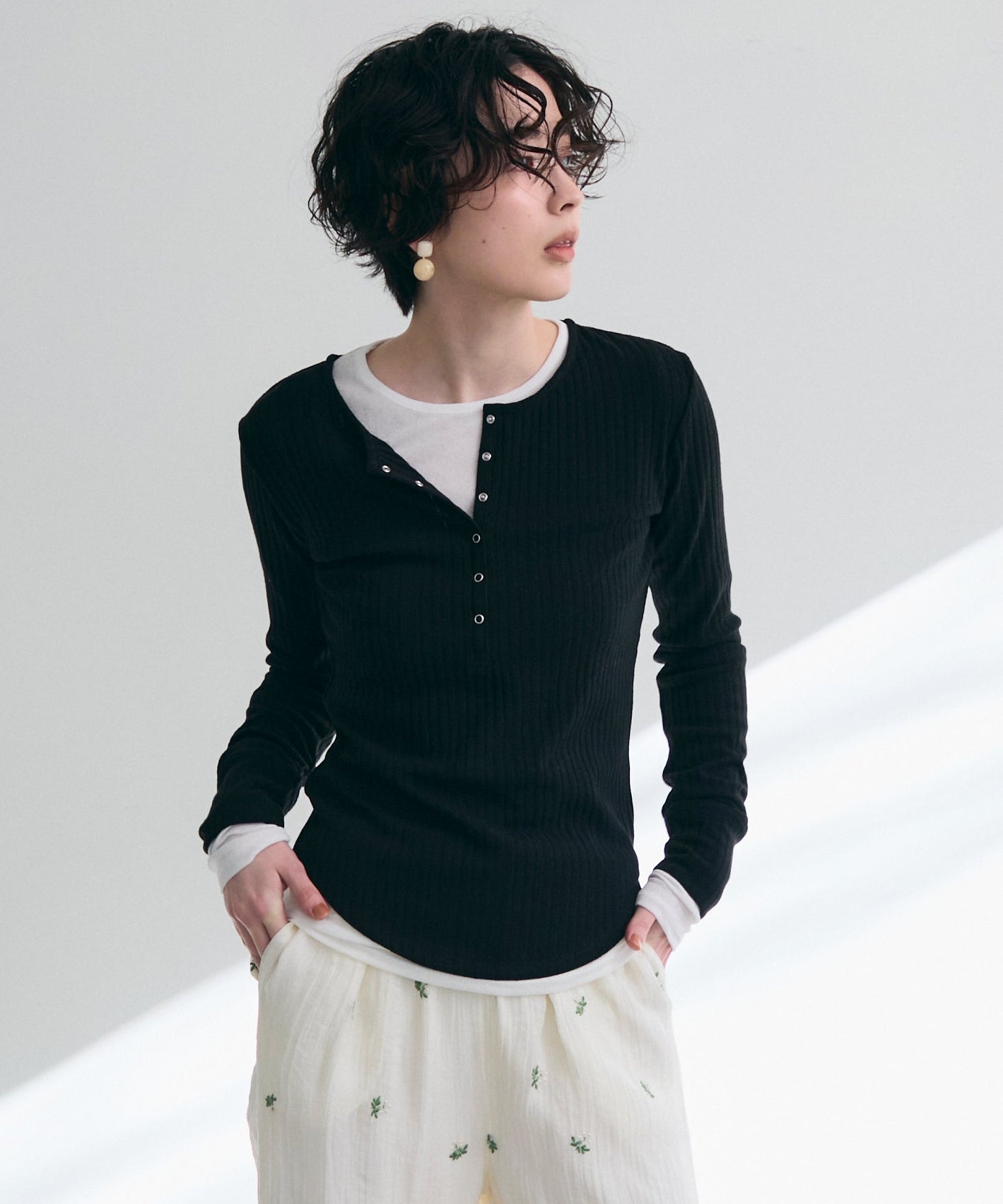 ランダムテレコヘンリーネックプルオーバー