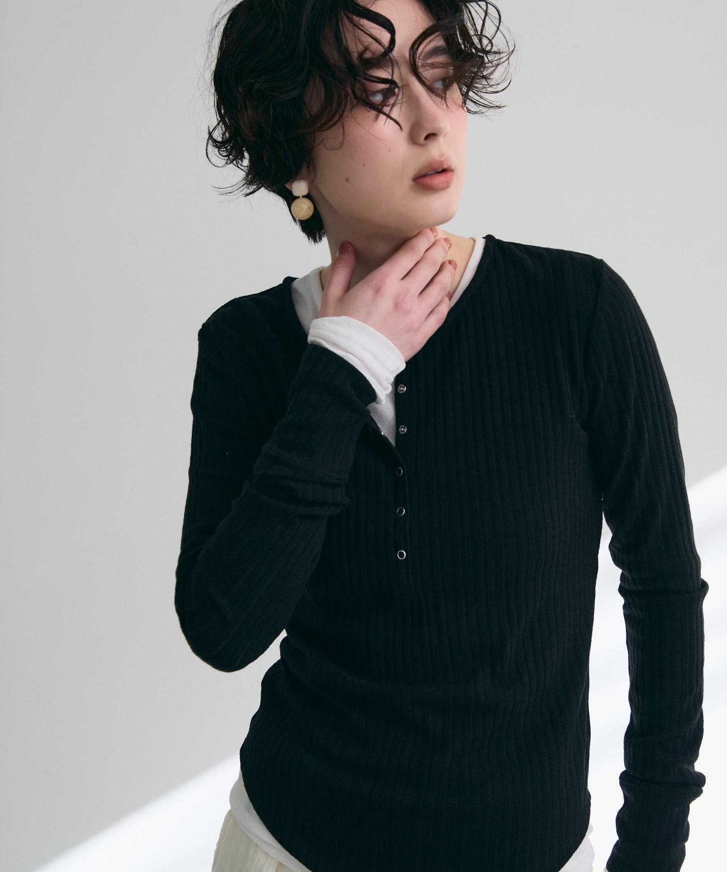 ランダムテレコヘンリーネックプルオーバー