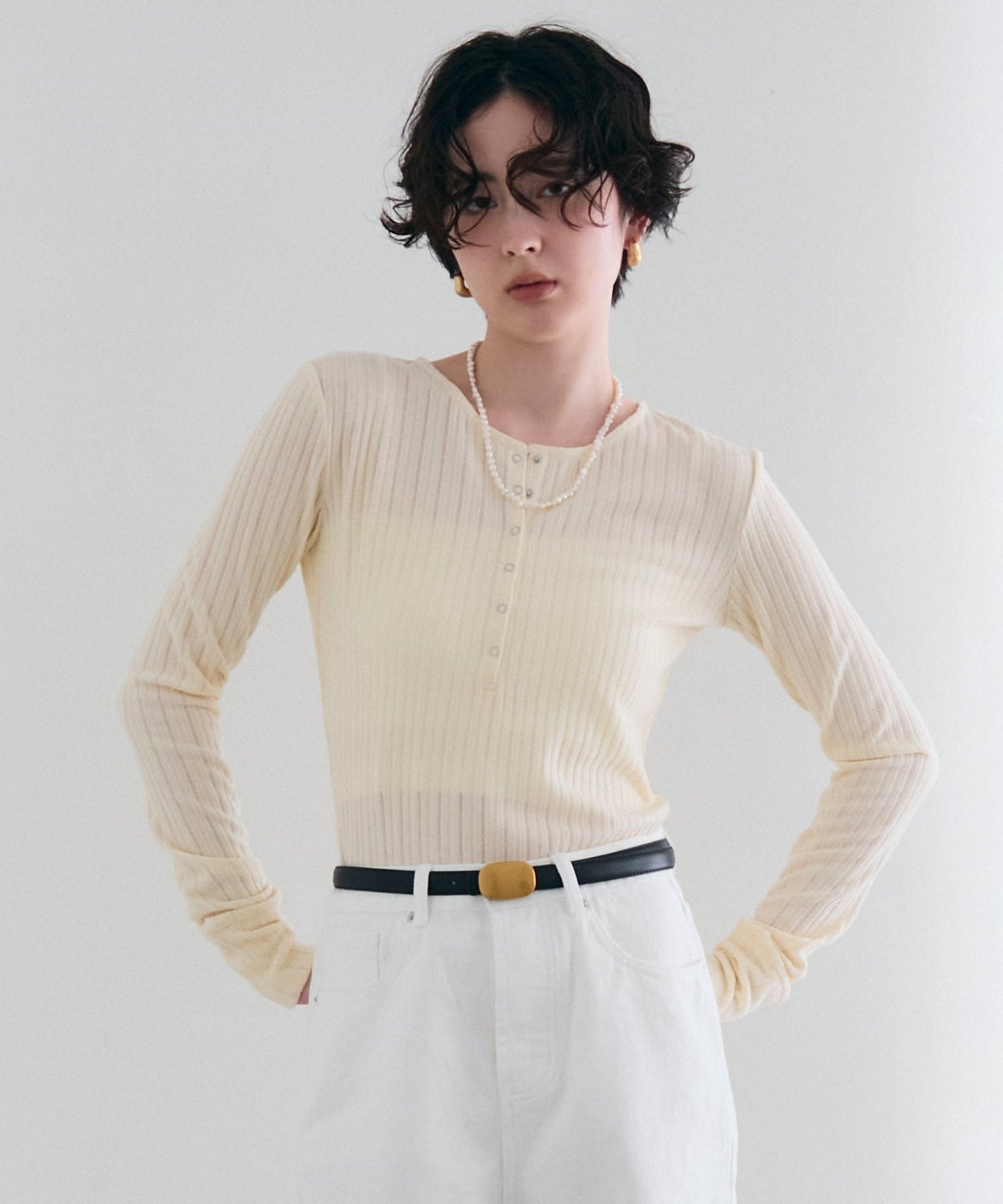 ランダムテレコヘンリーネックプルオーバー