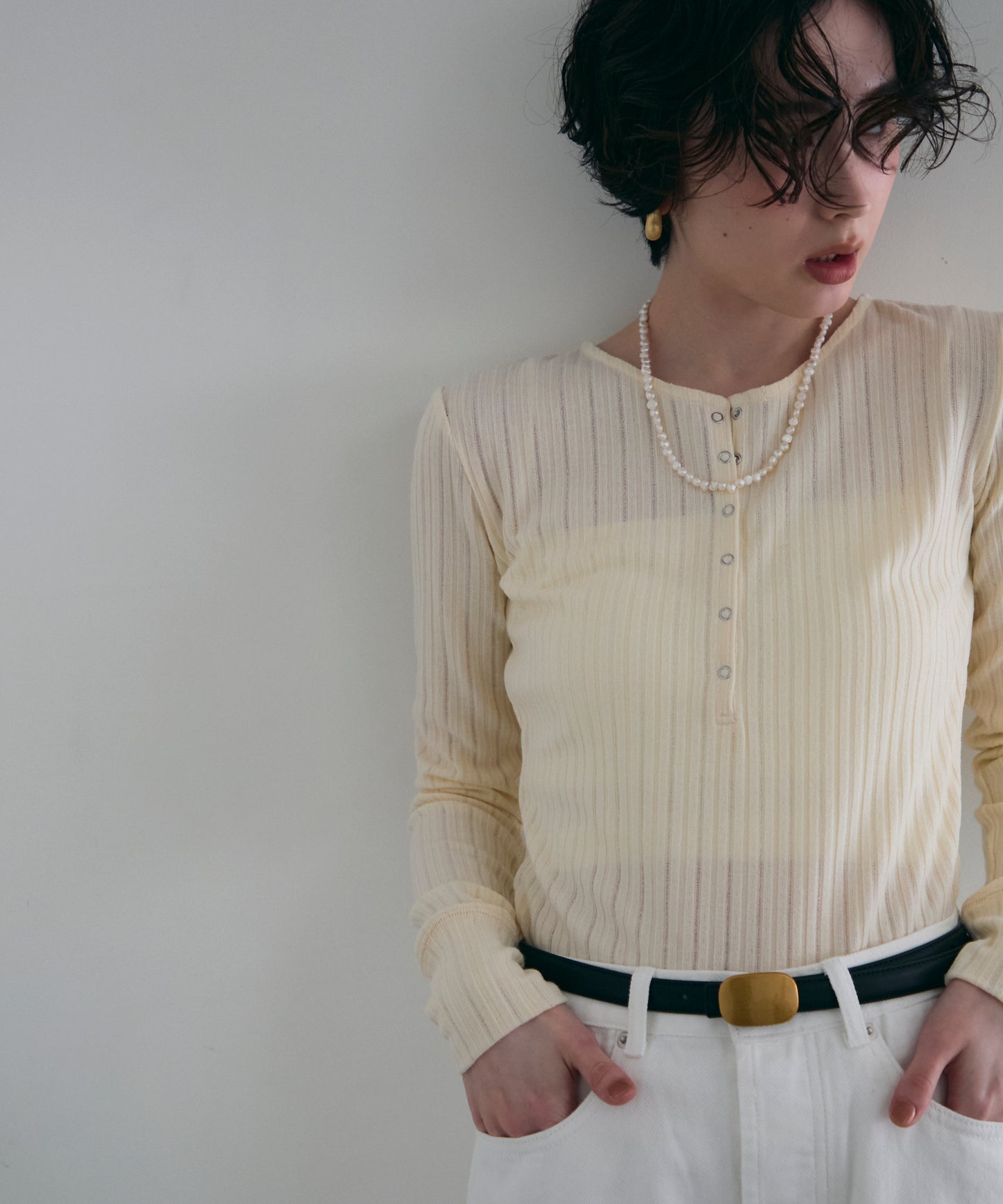 ランダムテレコヘンリーネックプルオーバー