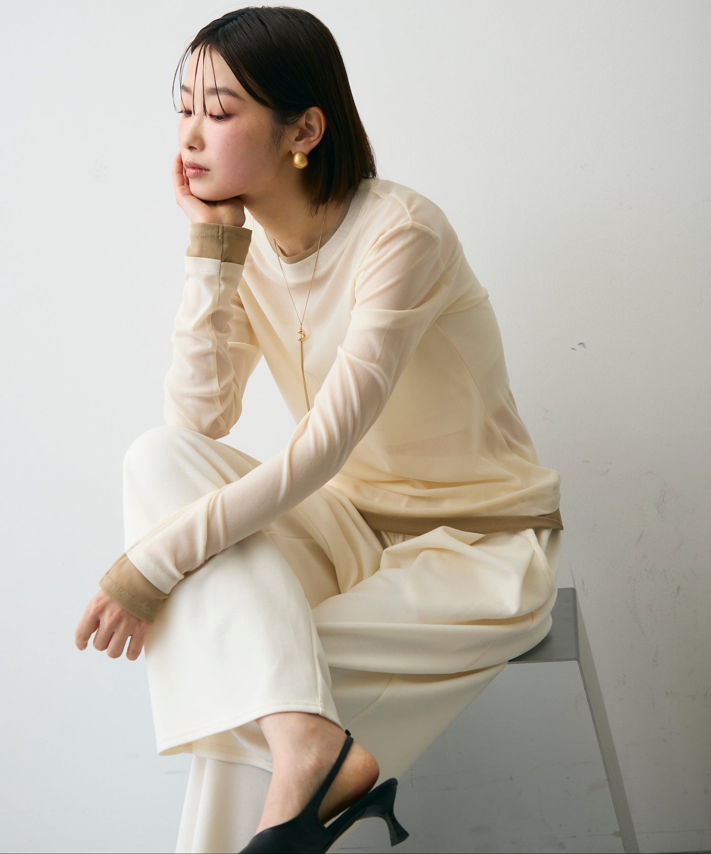 パワーメッシュレイヤード風シアープルオーバー