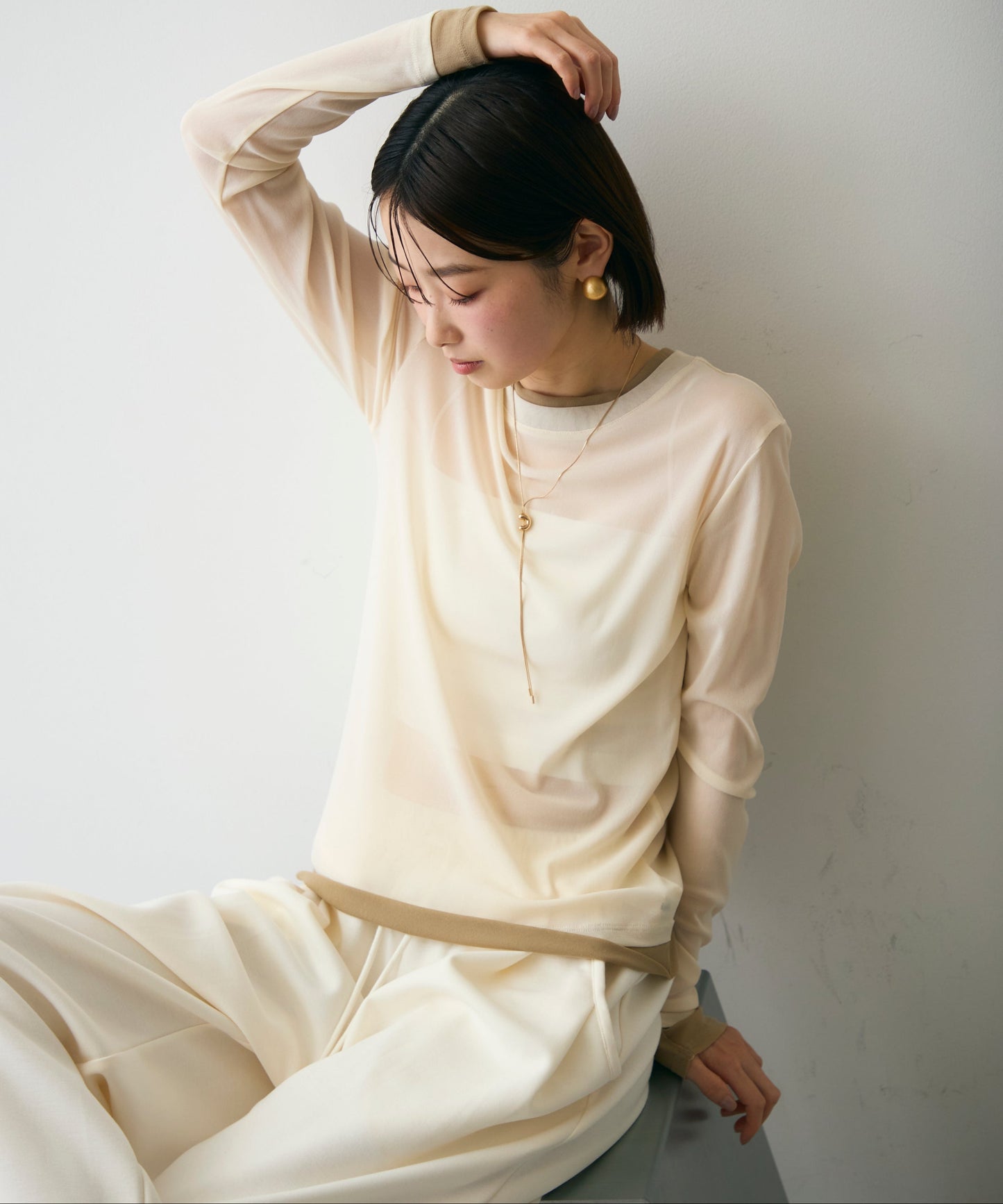 パワーメッシュレイヤード風シアープルオーバー