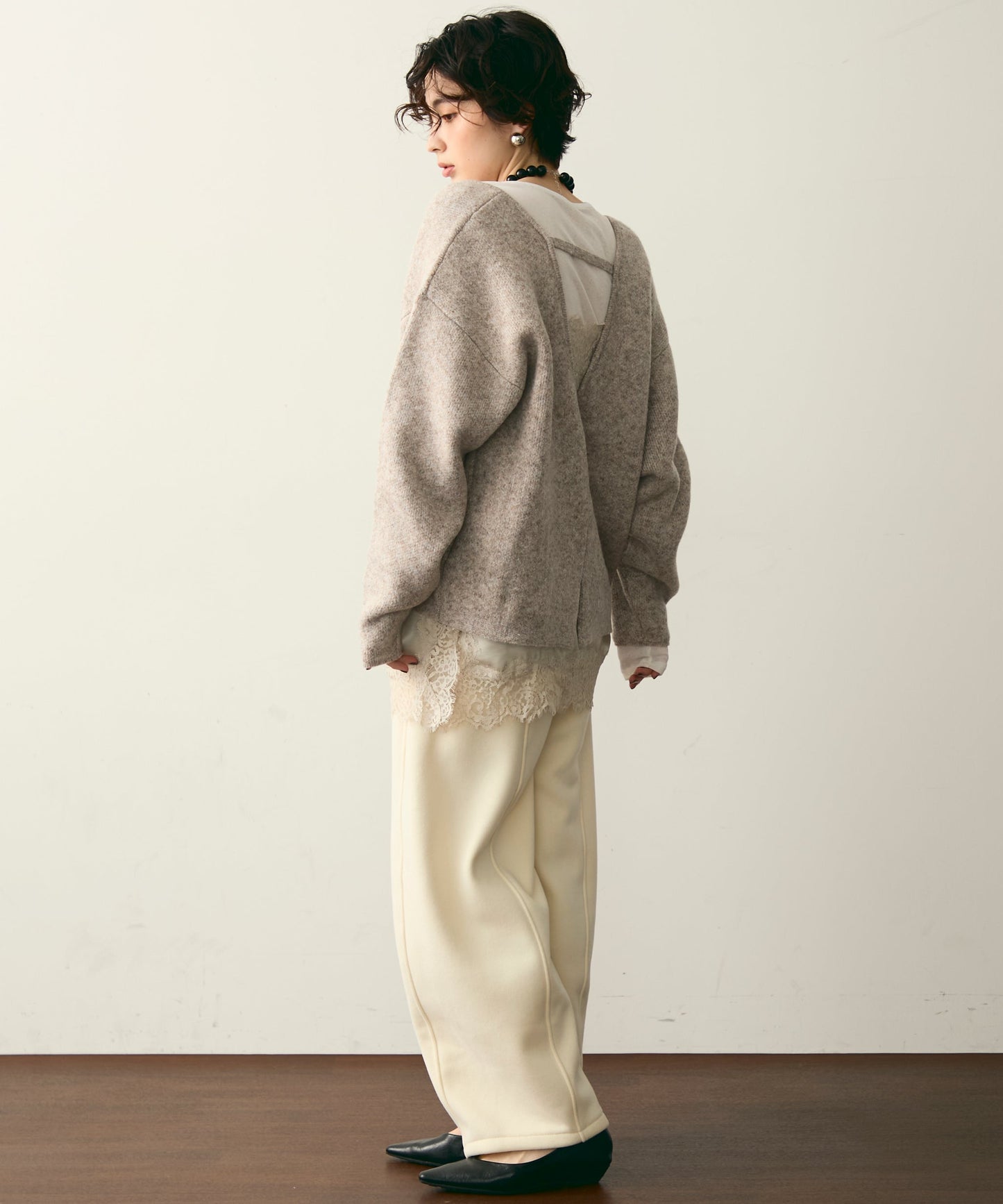 杢ジャガードUネックプルオーバー