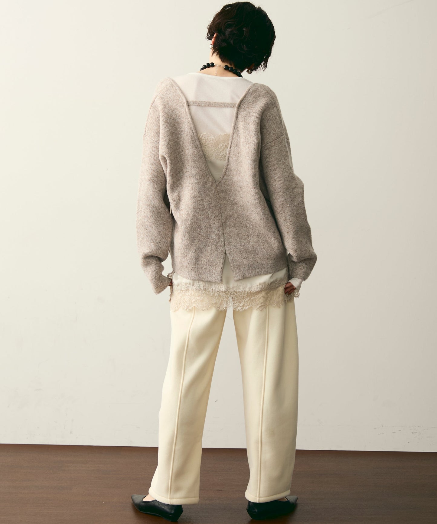 杢ジャガードUネックプルオーバー