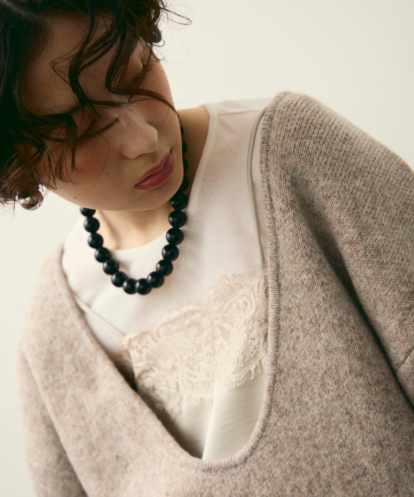 杢ジャガードUネックプルオーバー