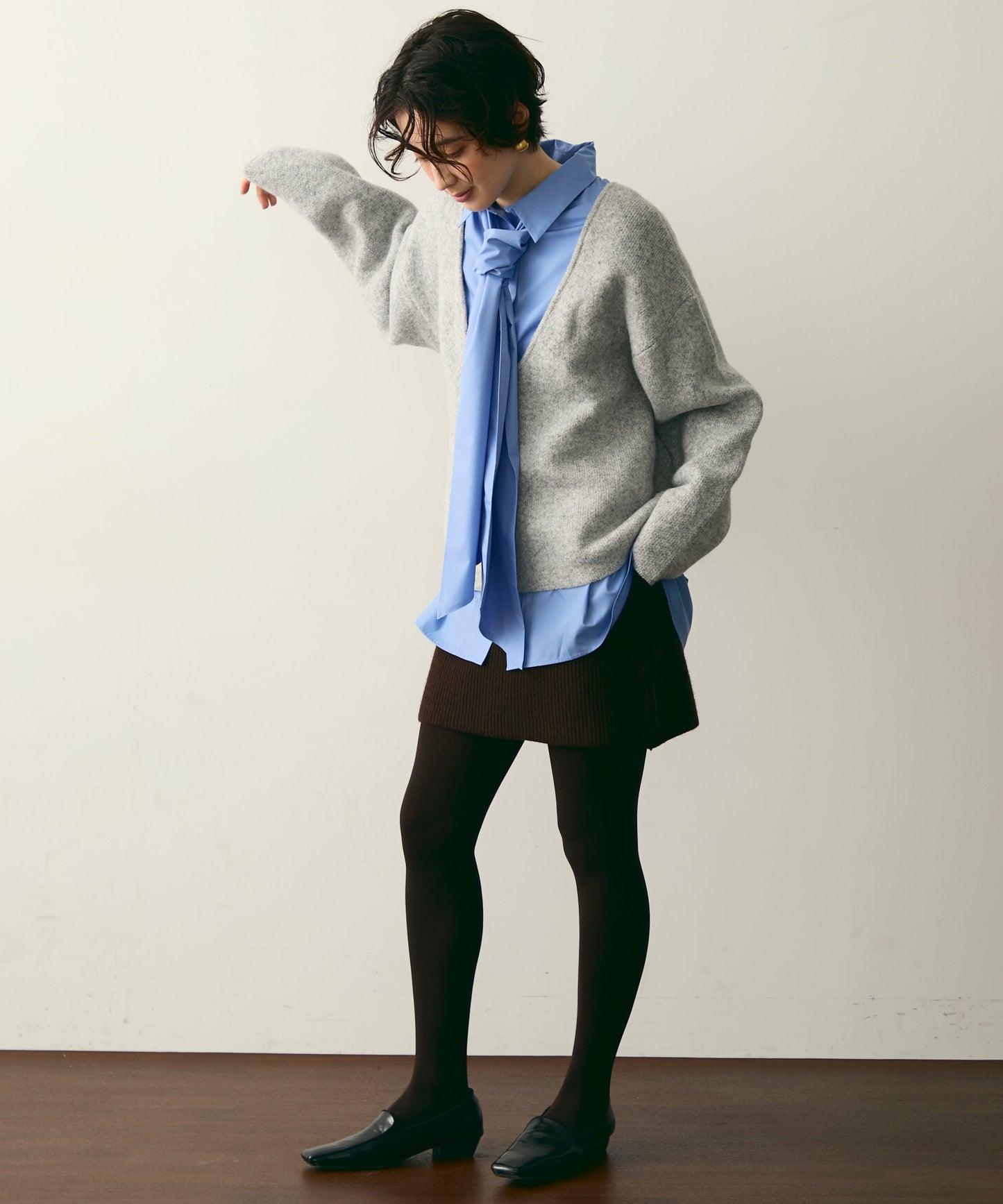 杢ジャガードUネックプルオーバー