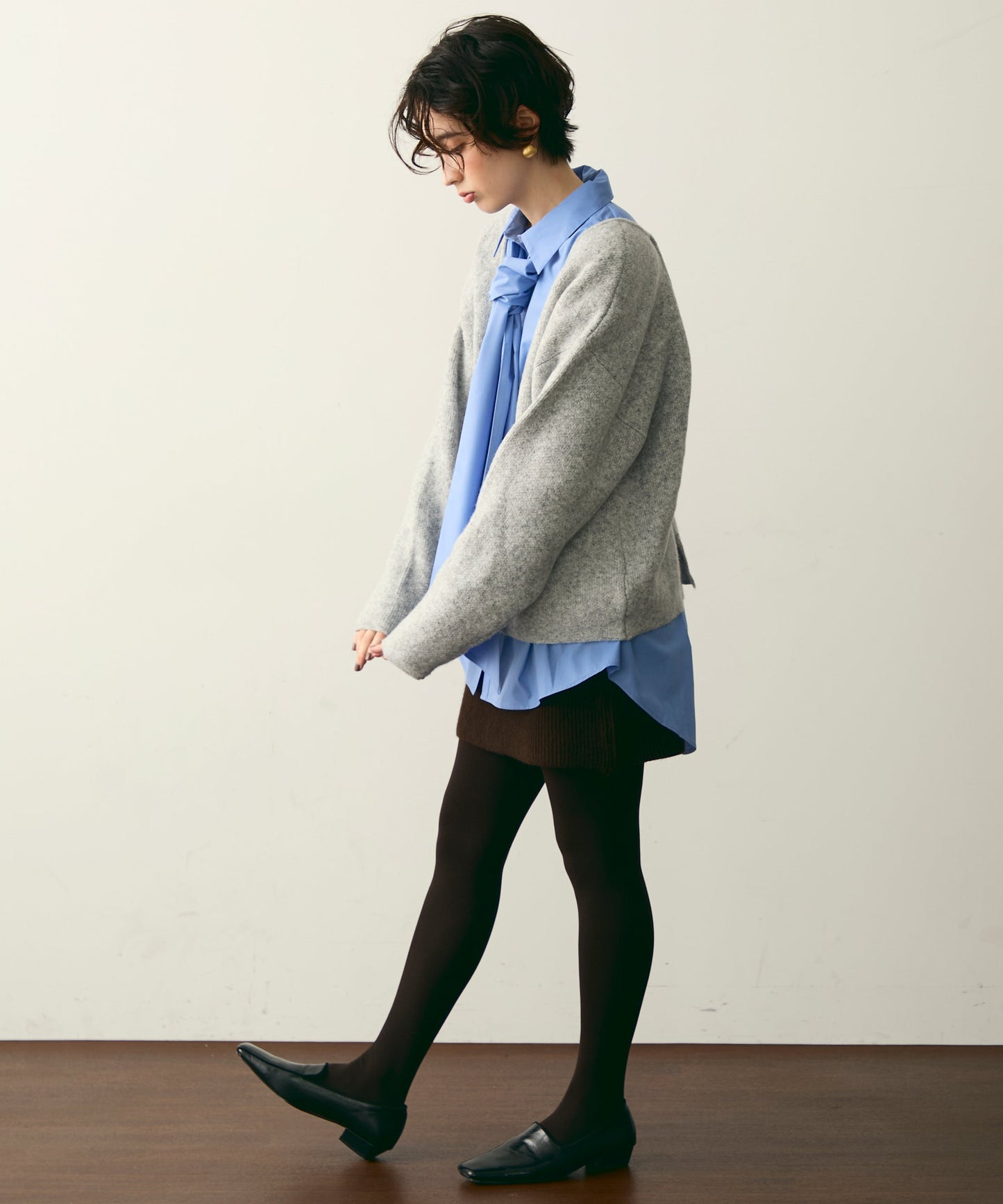 杢ジャガードUネックプルオーバー