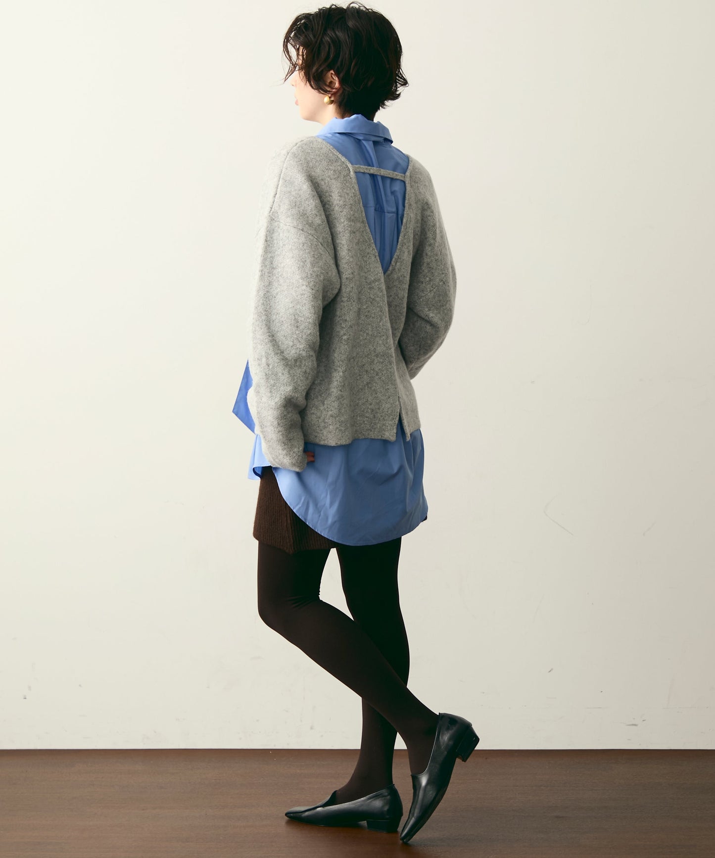 杢ジャガードUネックプルオーバー