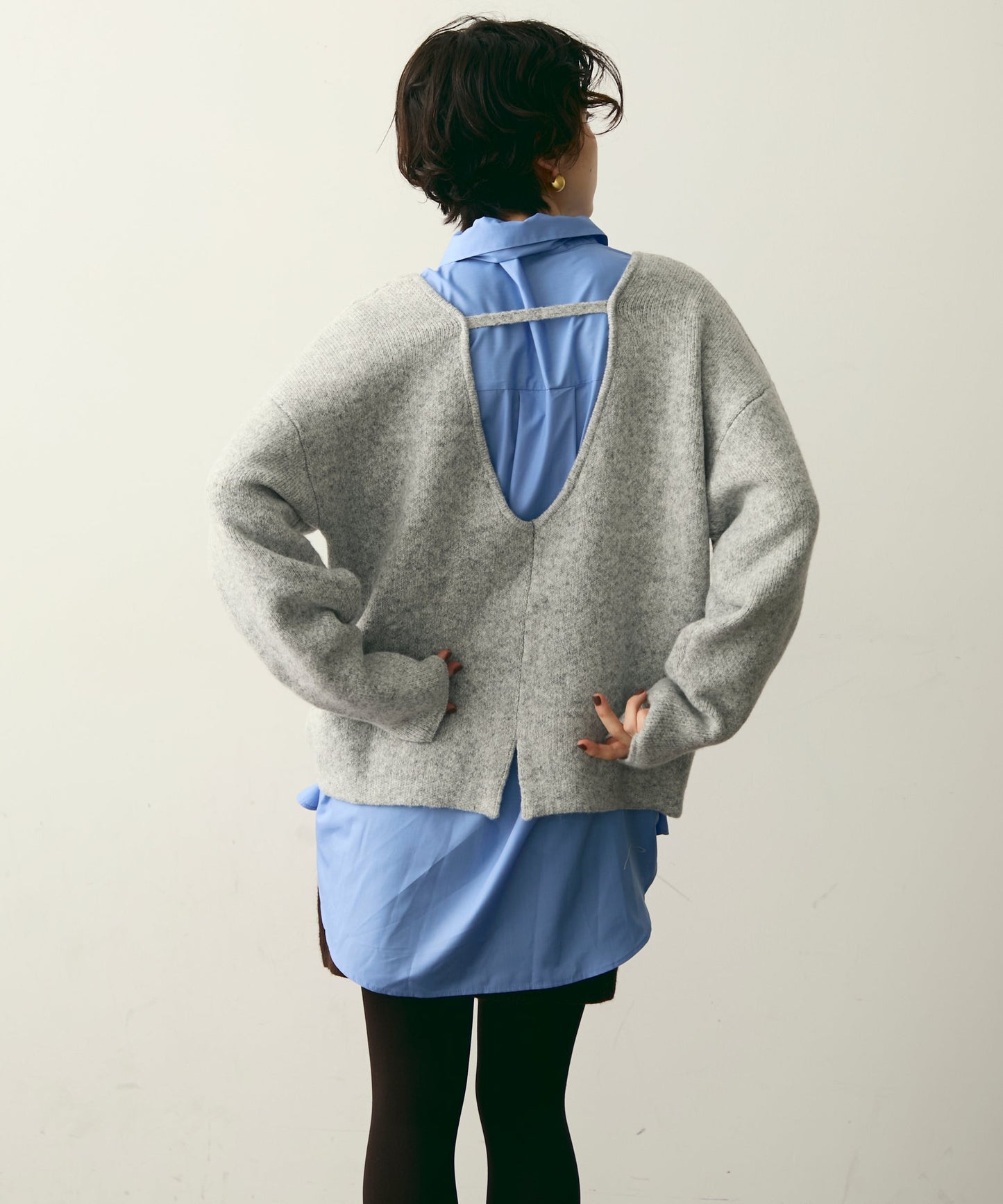 杢ジャガードUネックプルオーバー