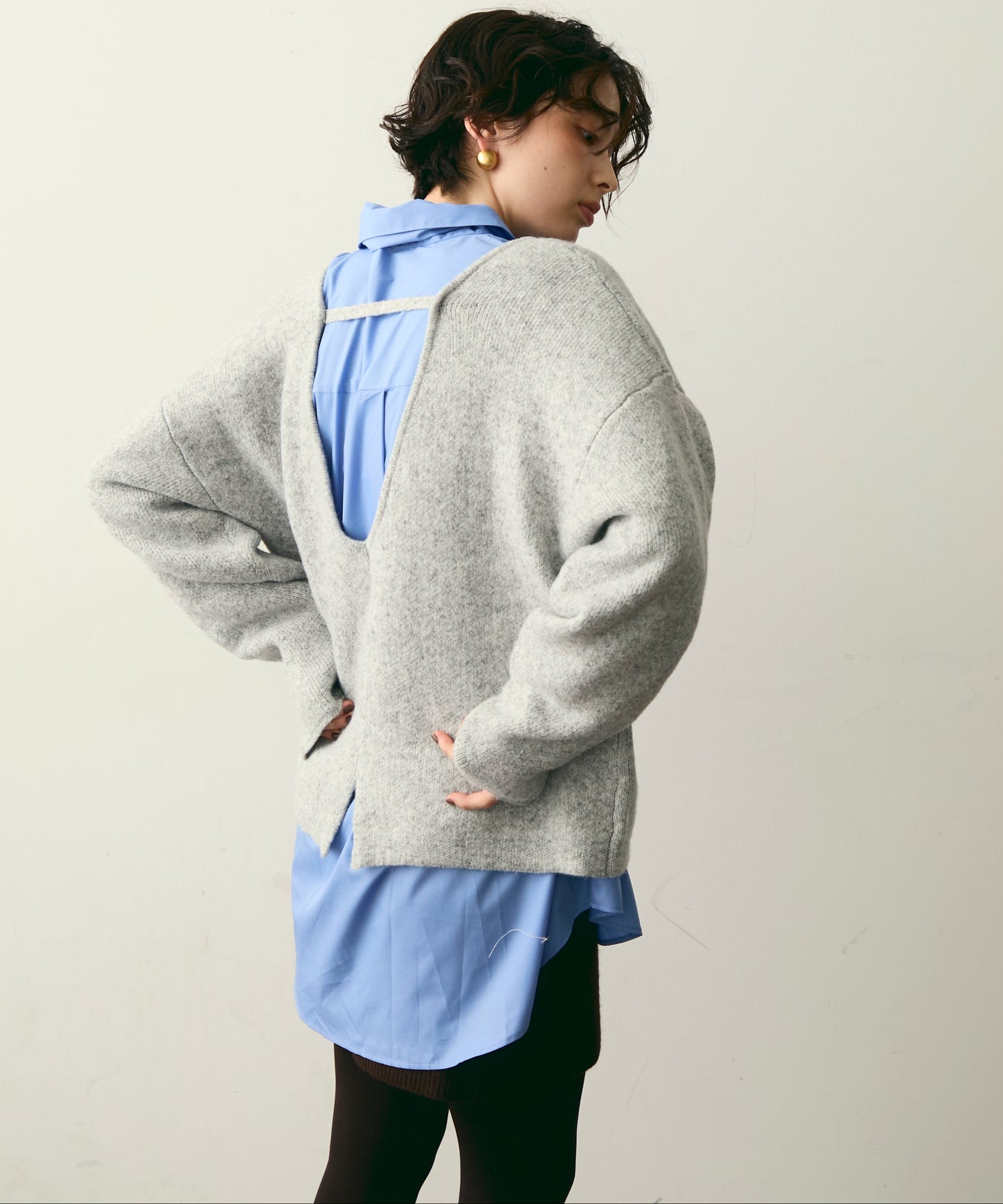 杢ジャガードUネックプルオーバー