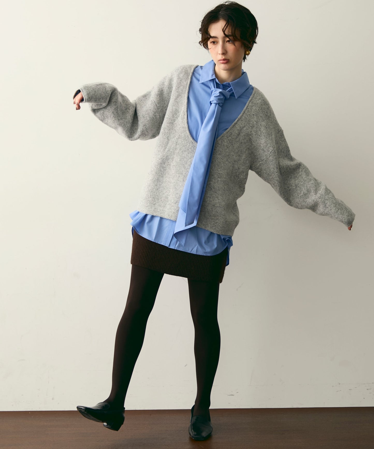 杢ジャガードUネックプルオーバー