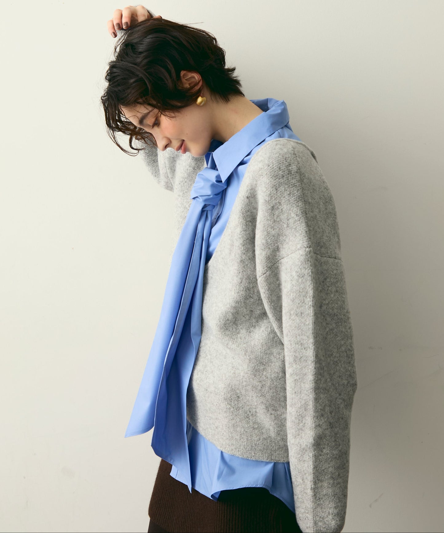 杢ジャガードUネックプルオーバー