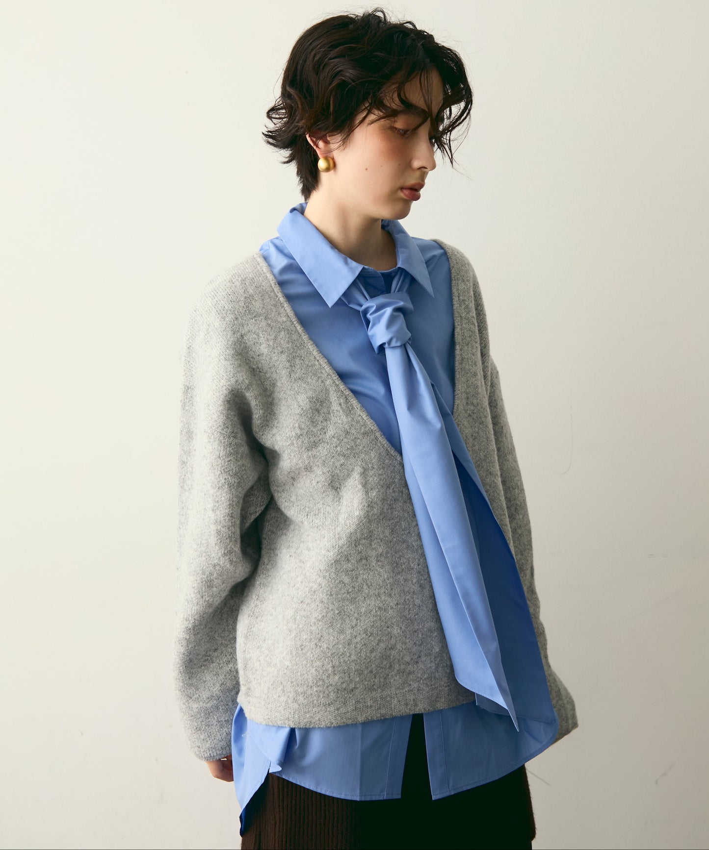 杢ジャガードUネックプルオーバー