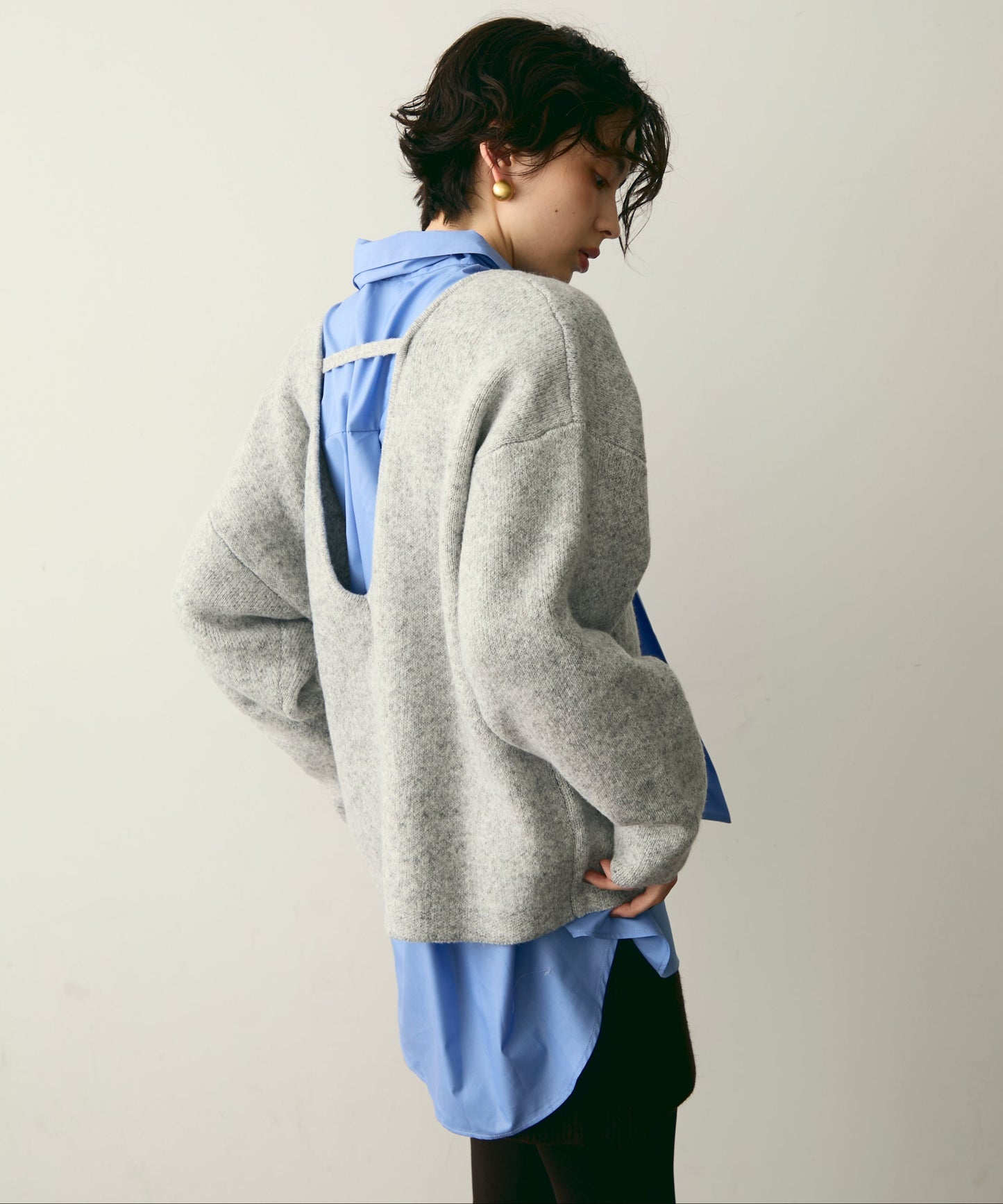 杢ジャガードUネックプルオーバー