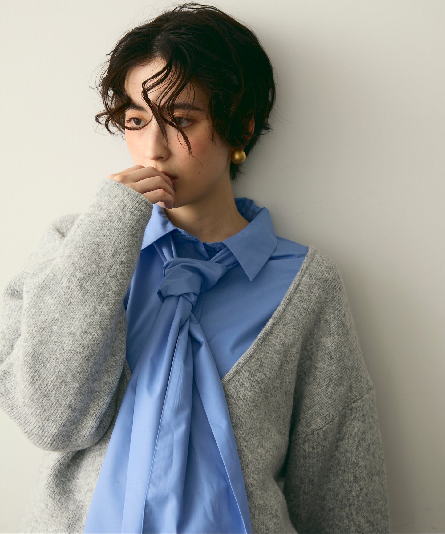 杢ジャガードUネックプルオーバー