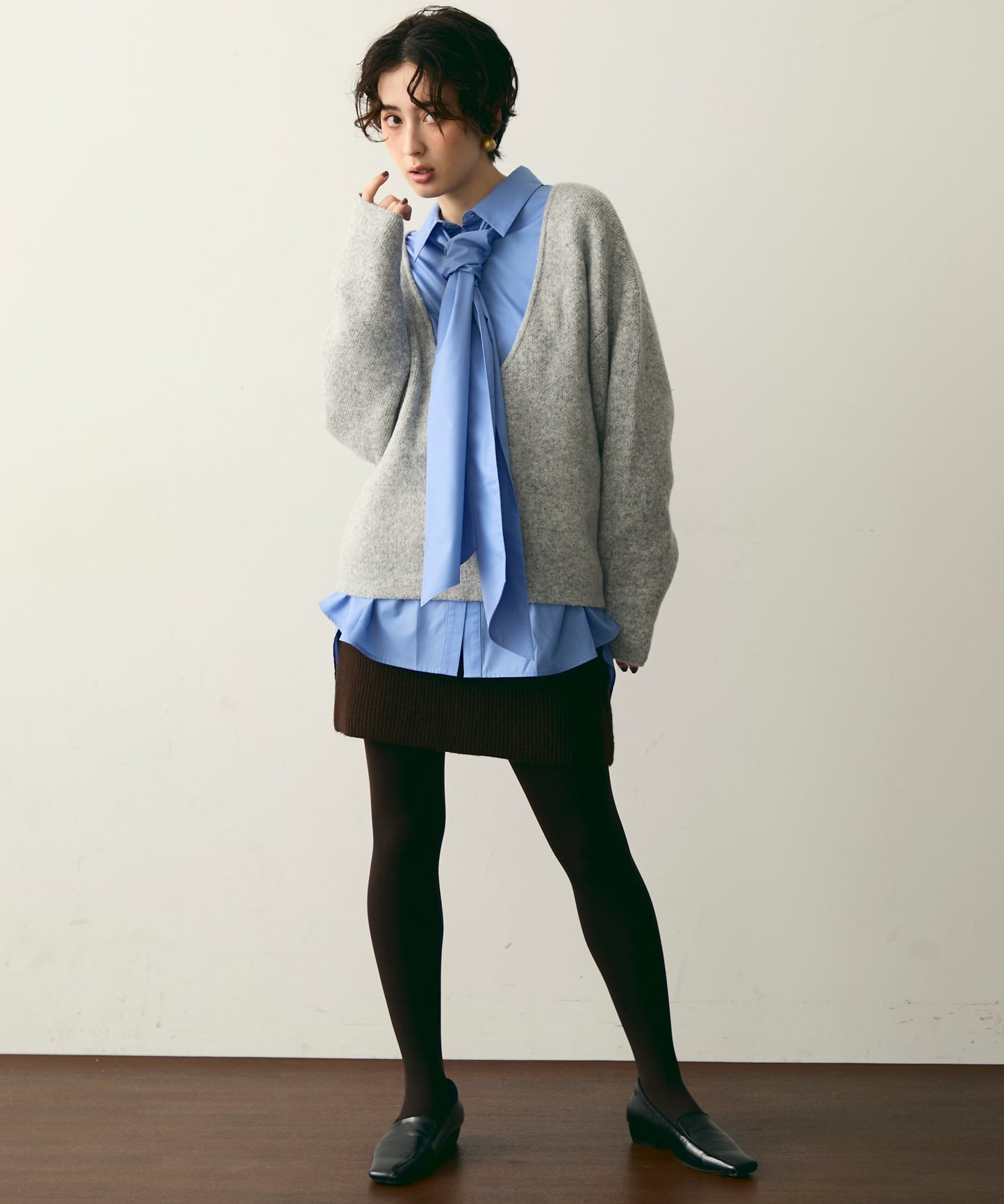 杢ジャガードUネックプルオーバー