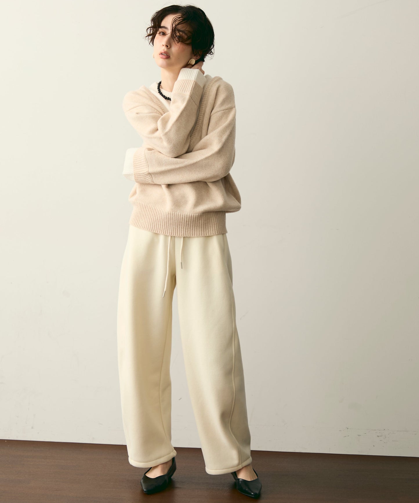 フェイクレイヤードニットプルオーバー