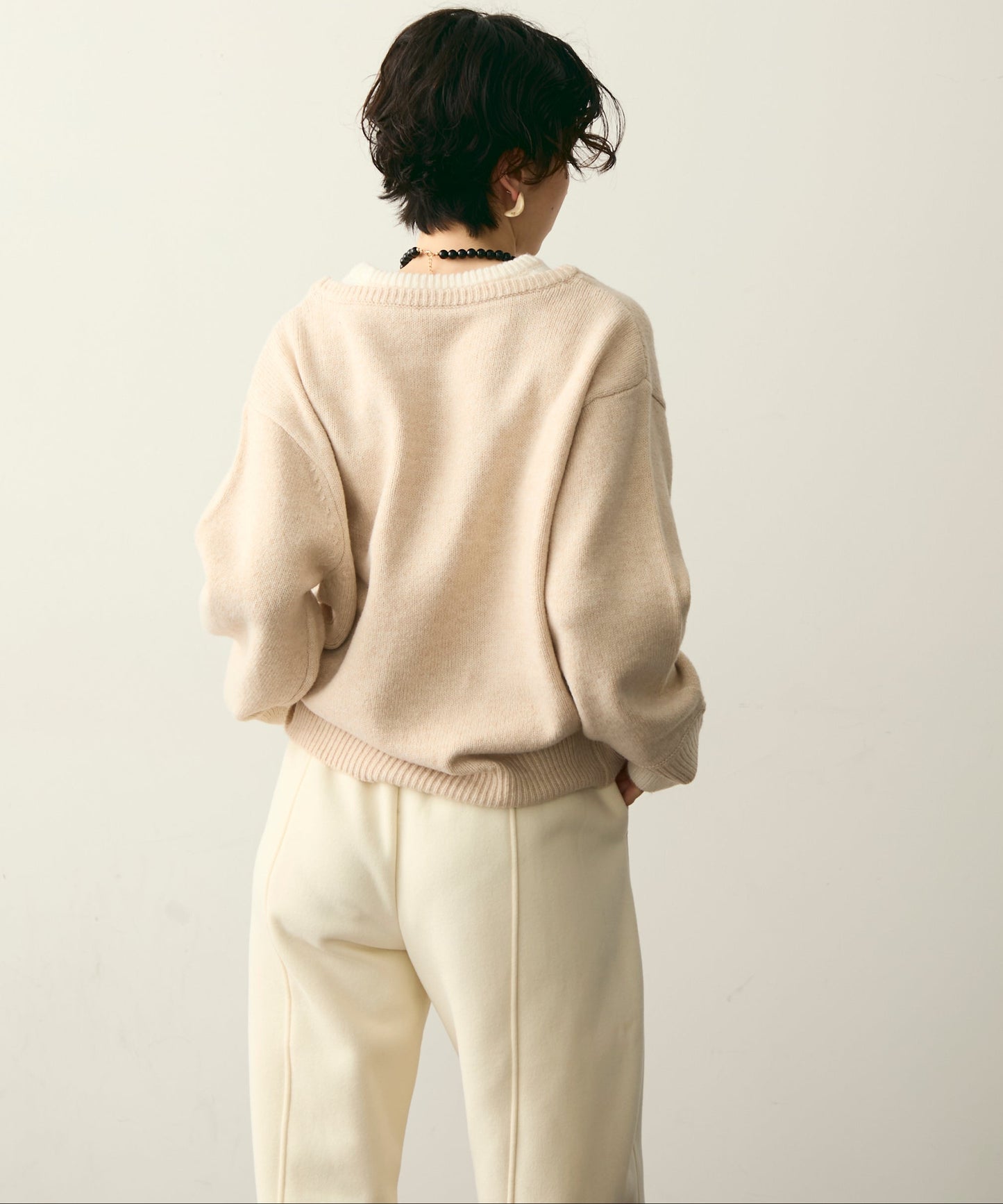 フェイクレイヤードニットプルオーバー