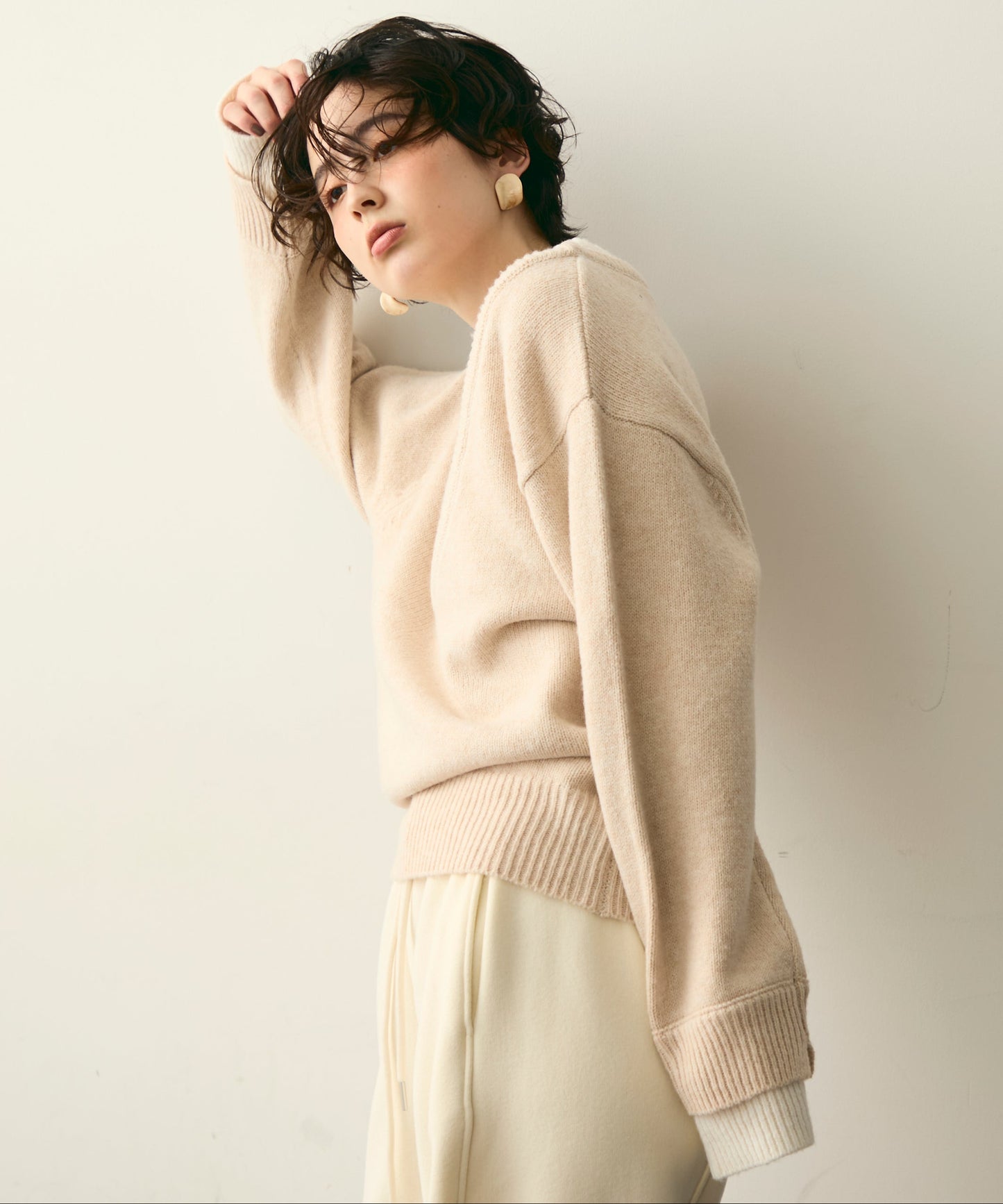 フェイクレイヤードニットプルオーバー