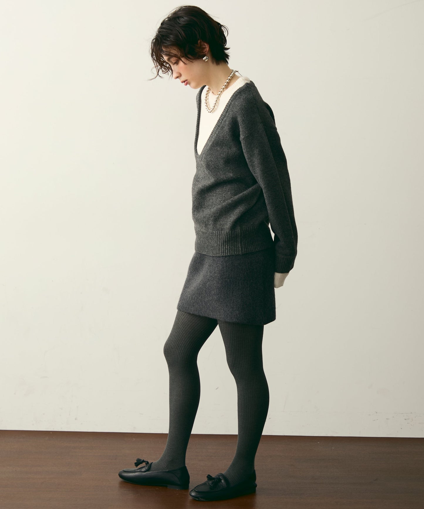 フェイクレイヤードニットプルオーバー