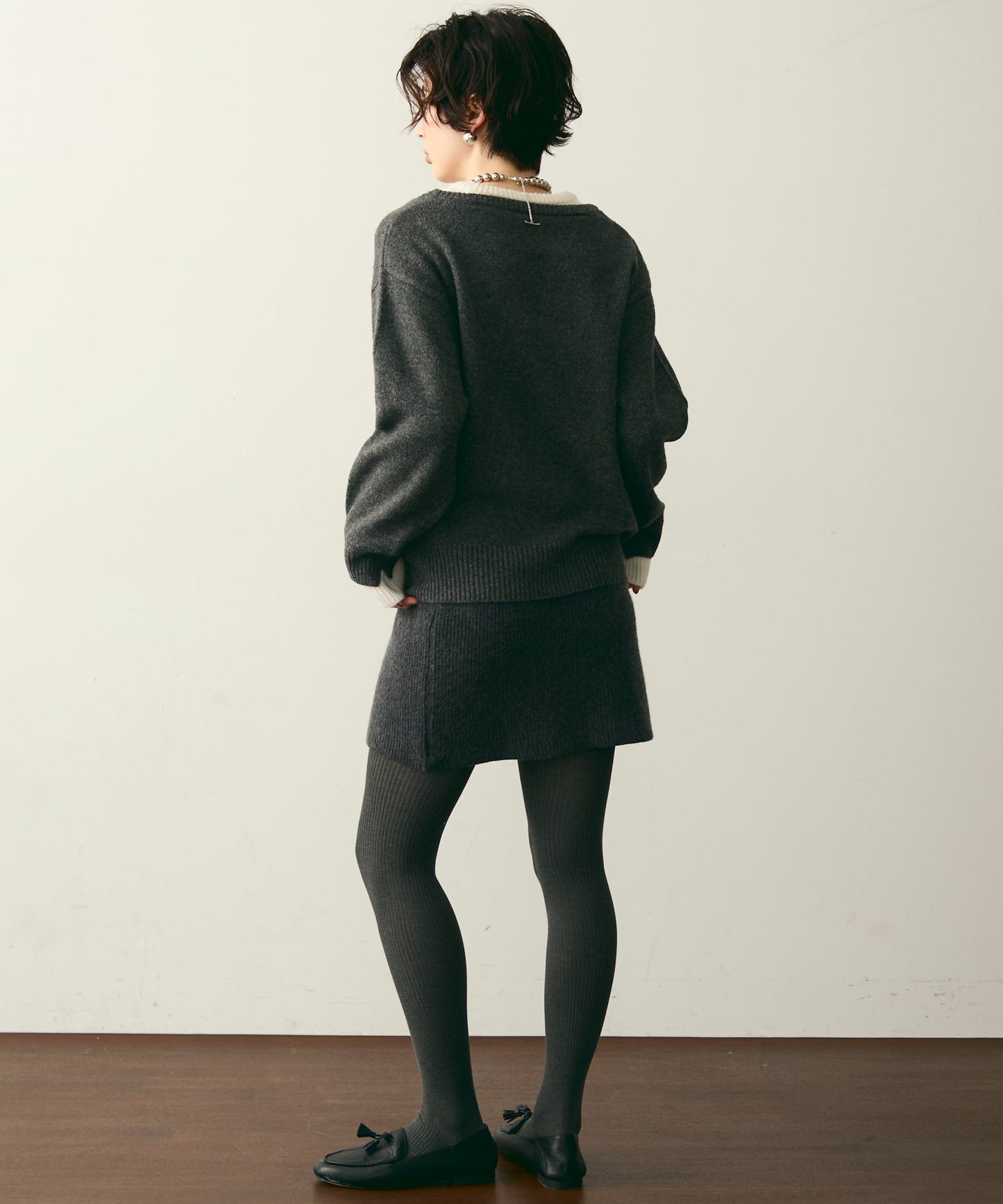 フェイクレイヤードニットプルオーバー