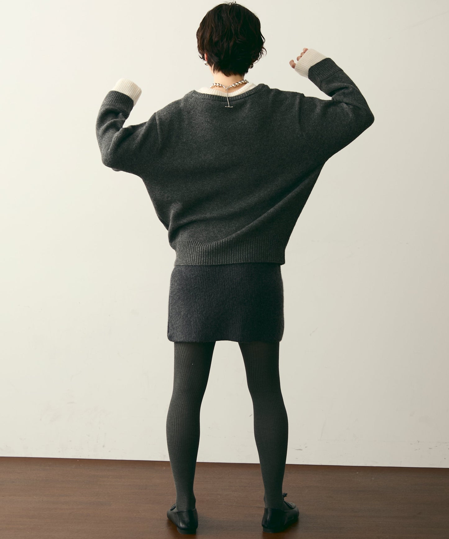 フェイクレイヤードニットプルオーバー