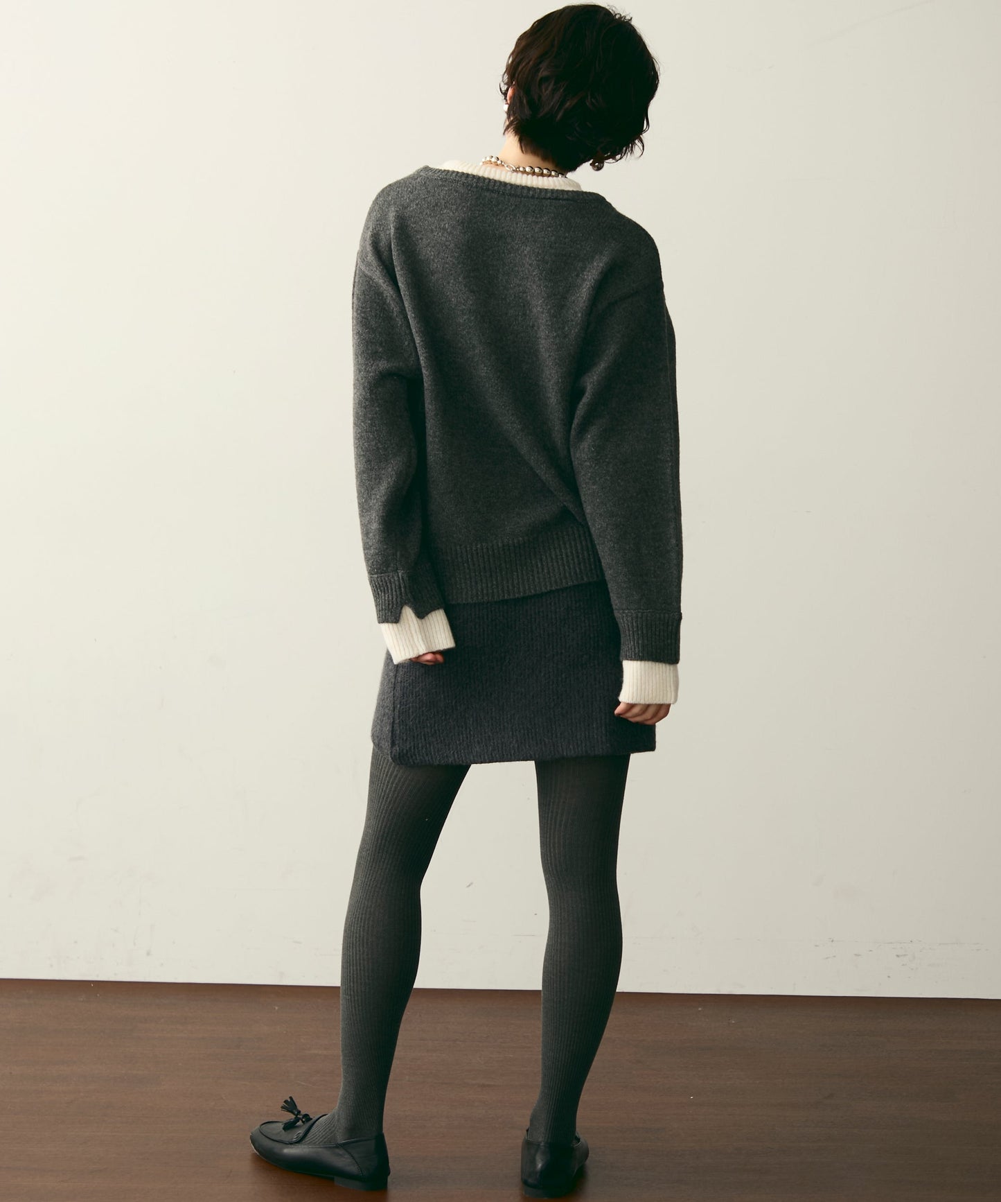 フェイクレイヤードニットプルオーバー