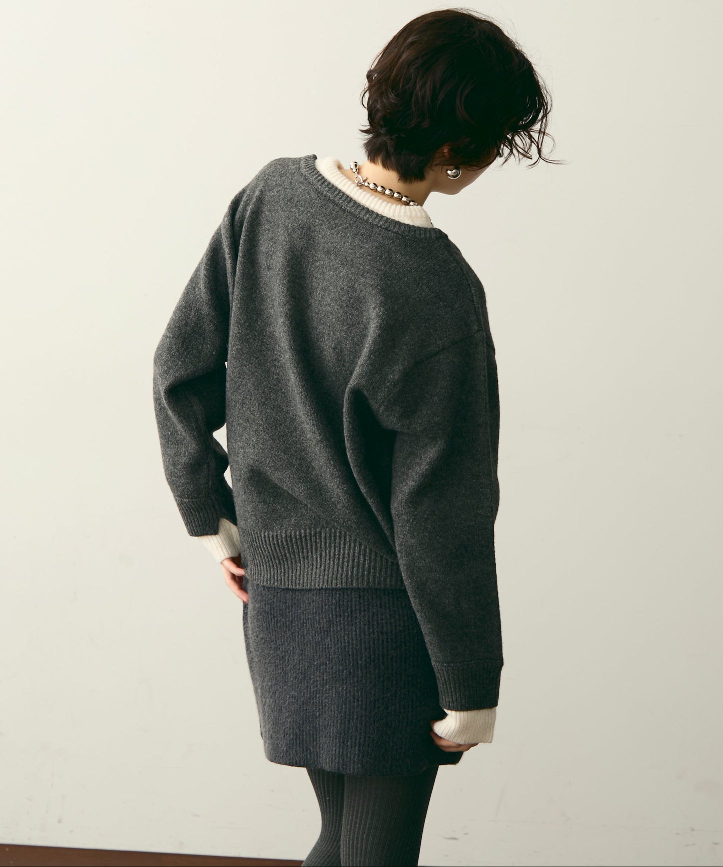 フェイクレイヤードニットプルオーバー