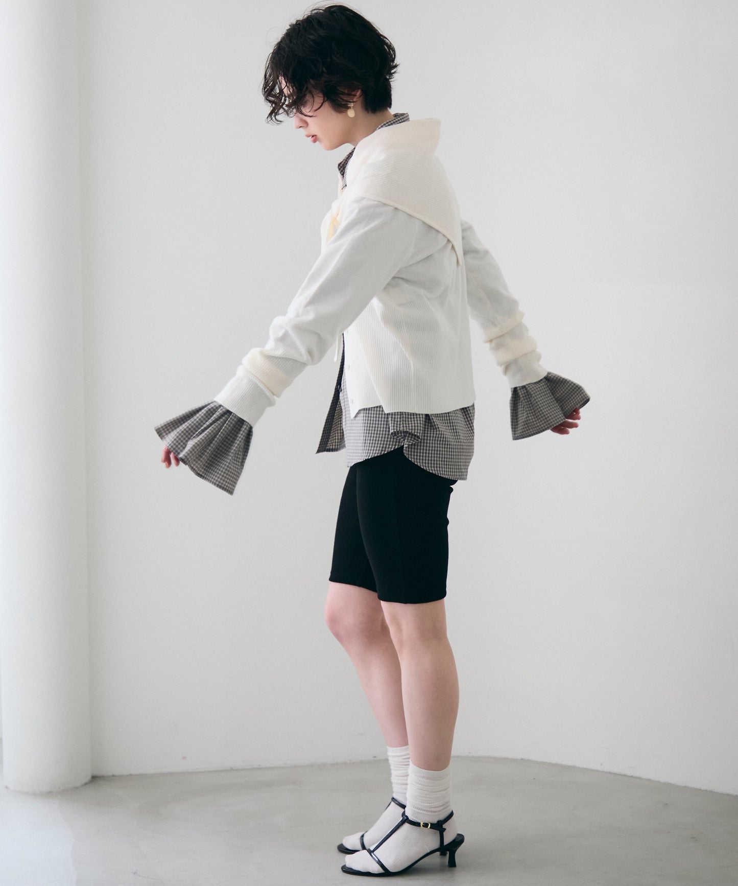 クルーネックカーディガン＆ストールSET