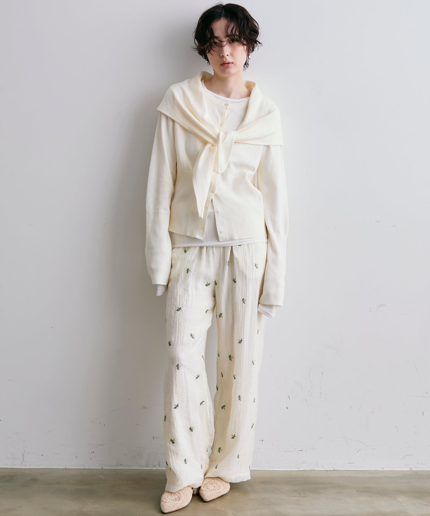 クルーネックカーディガン＆ストールSET