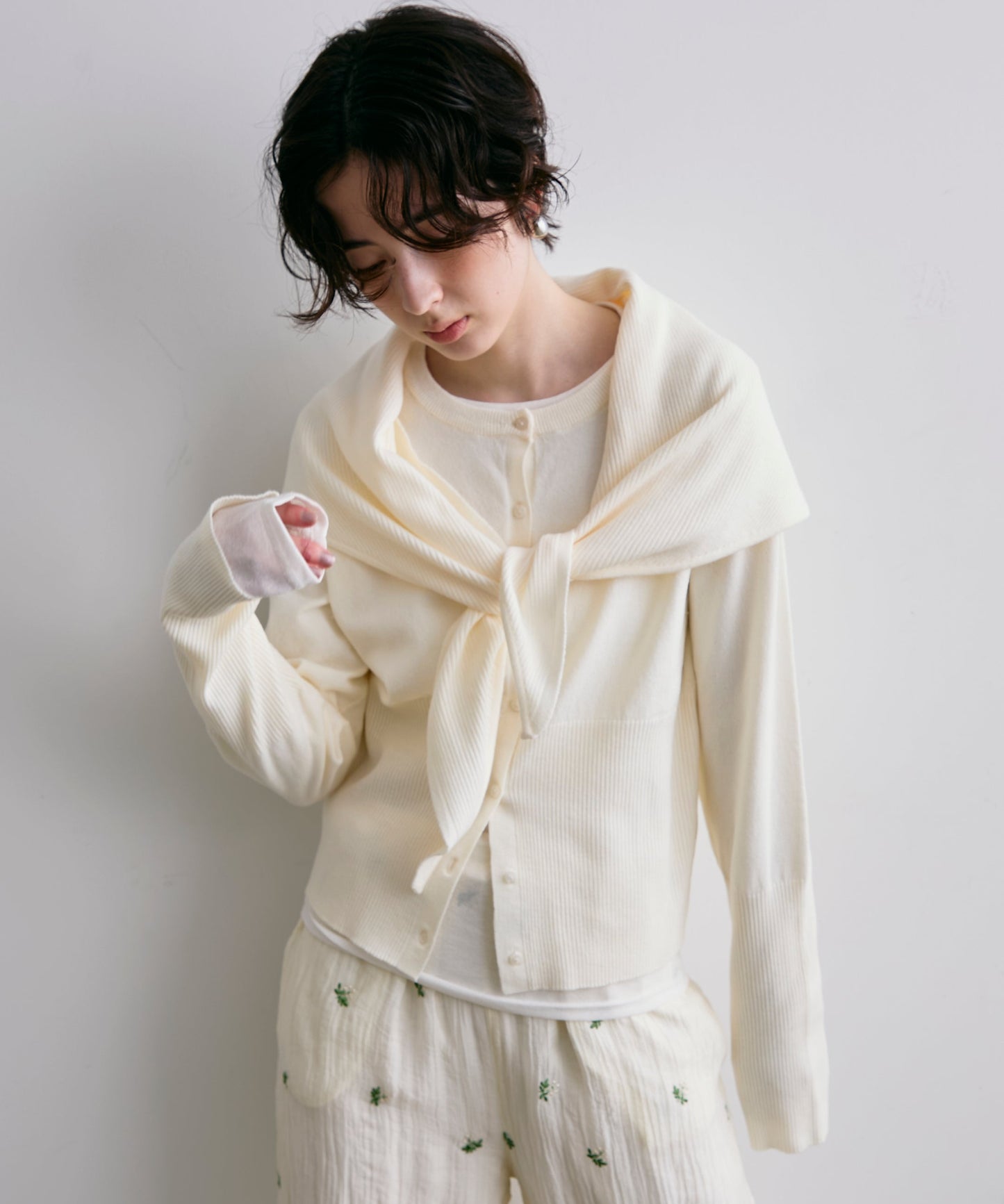 クルーネックカーディガン＆ストールSET