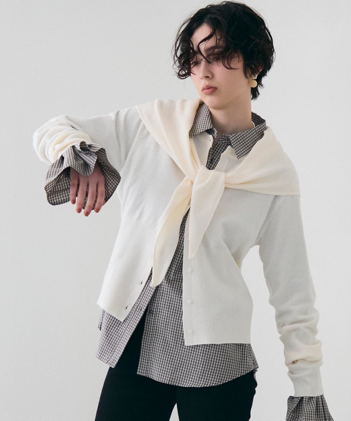 クルーネックカーディガン＆ストールSET