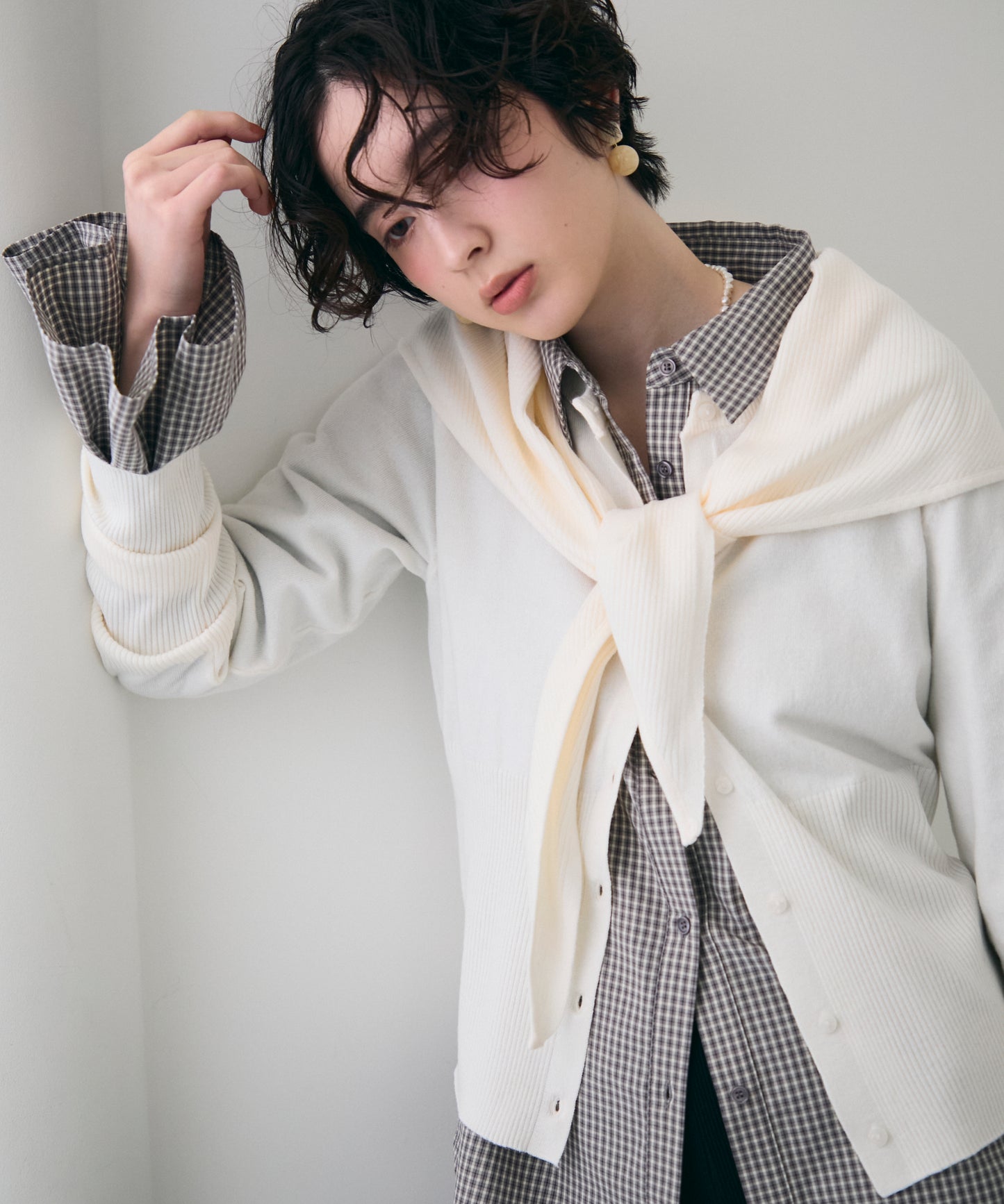 クルーネックカーディガン＆ストールSET