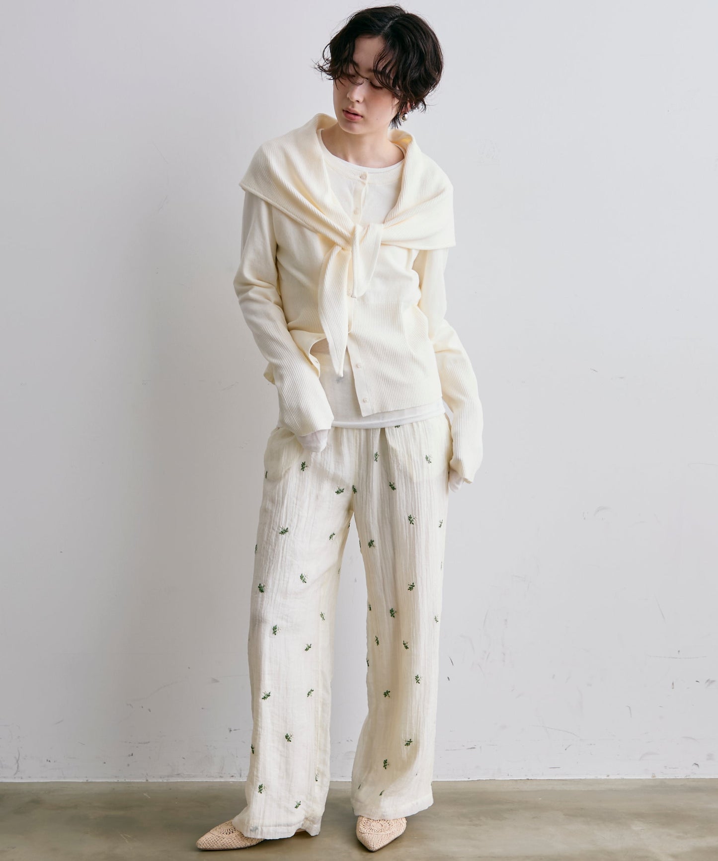 クルーネックカーディガン＆ストールSET