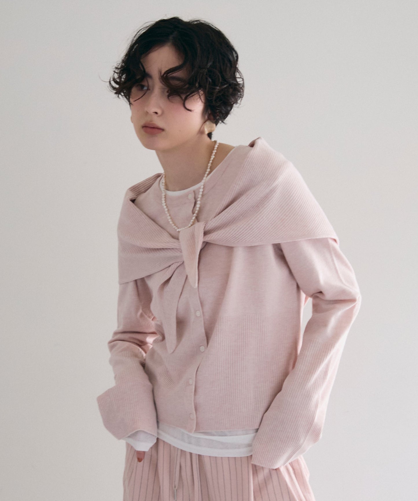 クルーネックカーディガン＆ストールSET