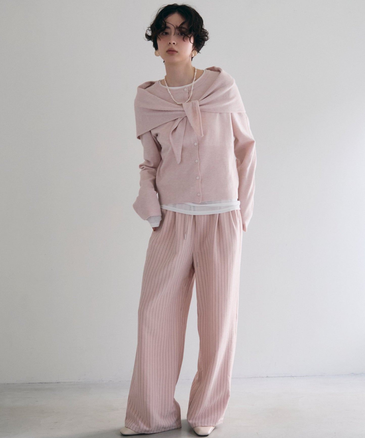 クルーネックカーディガン＆ストールSET