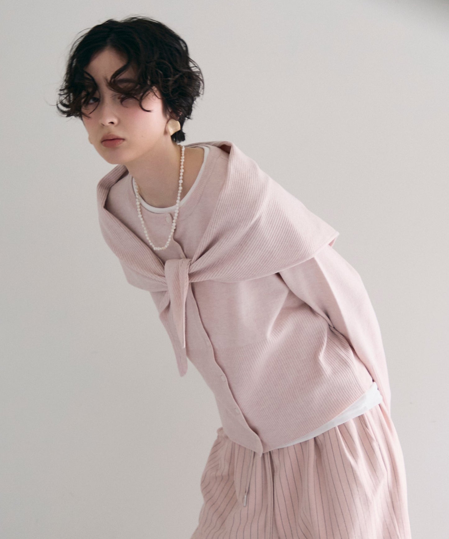 クルーネックカーディガン＆ストールSET