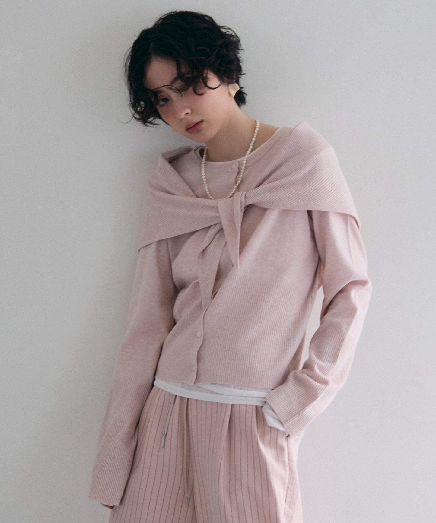 クルーネックカーディガン＆ストールSET