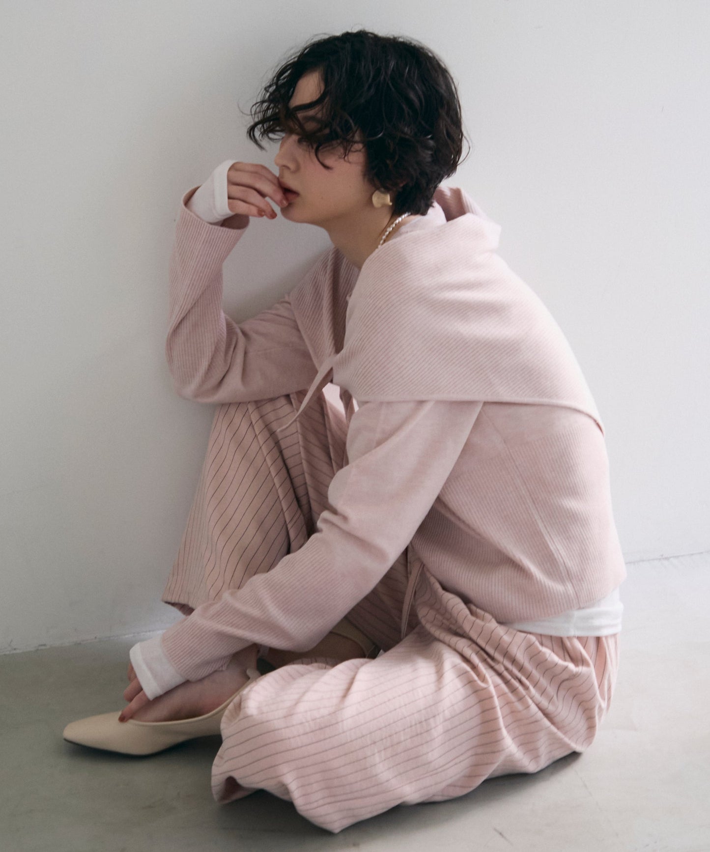 クルーネックカーディガン＆ストールSET