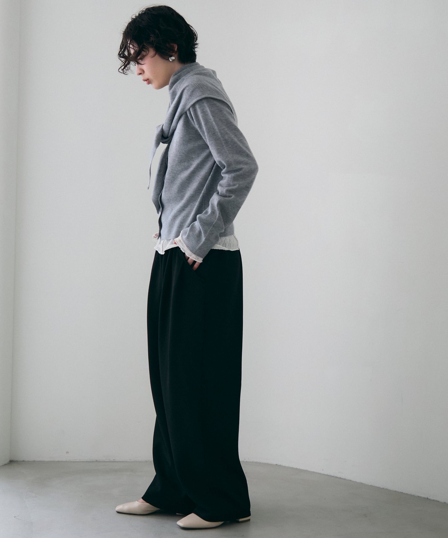 クルーネックカーディガン＆ストールSET