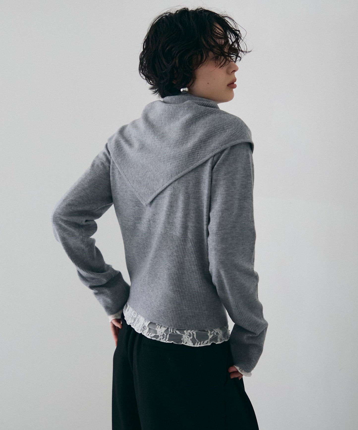 クルーネックカーディガン＆ストールSET