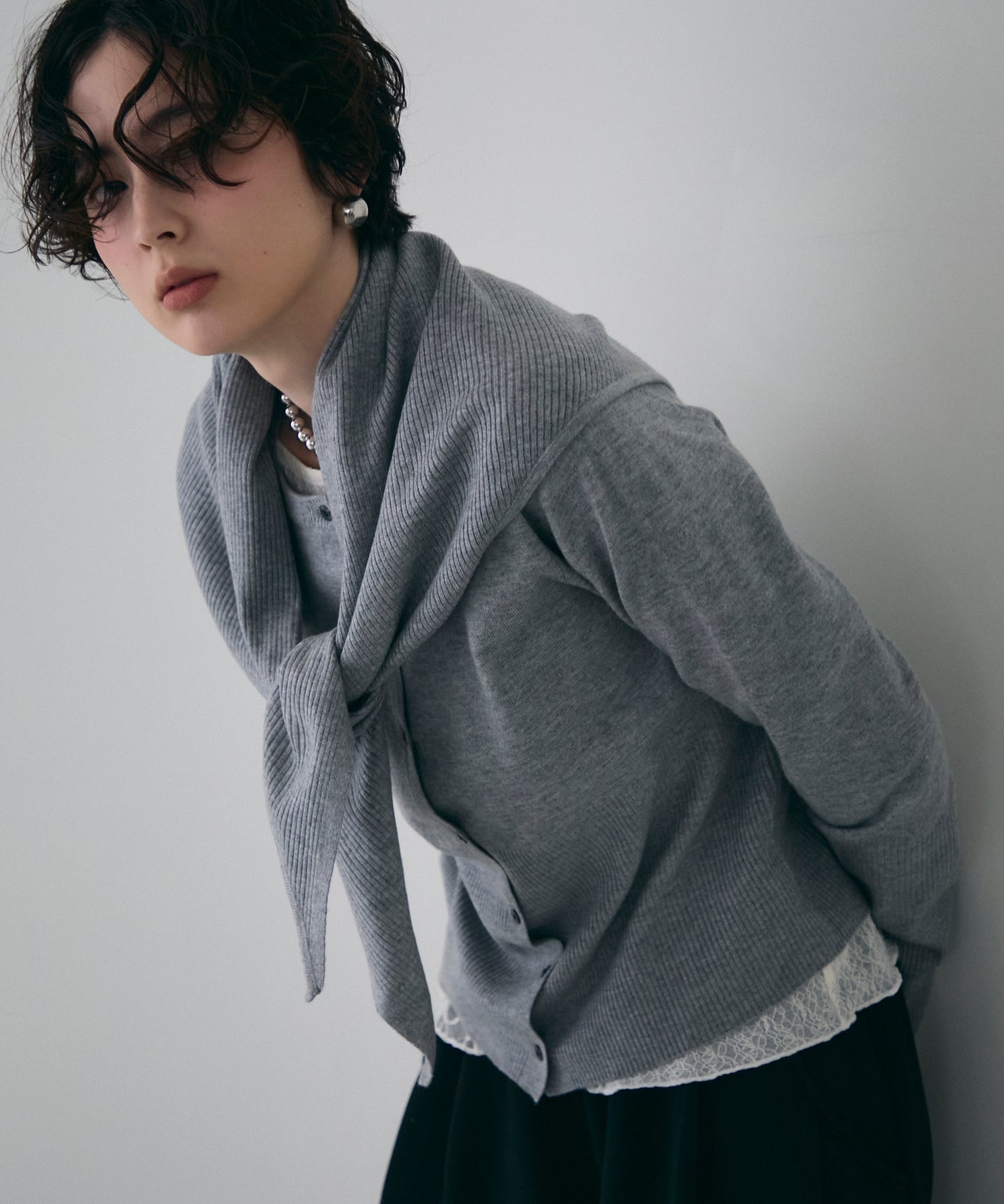 クルーネックカーディガン＆ストールSET